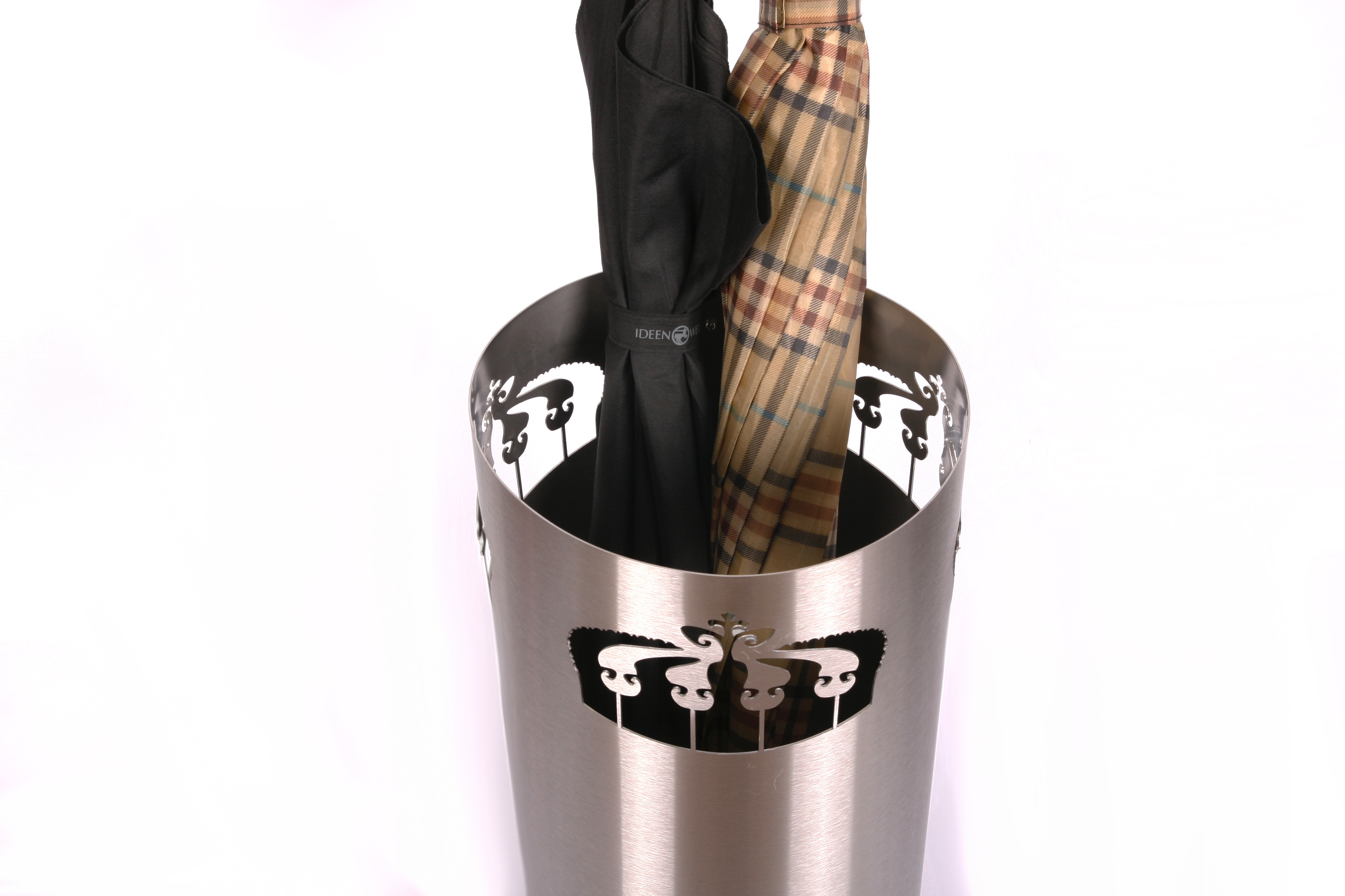 Schirmständer Design Crown 49xØ23cm Edelstahl matt SZAGATO Regenschirmständer Schirmständer große Schirme Schirmhalter moderne Regen-Schirmständer