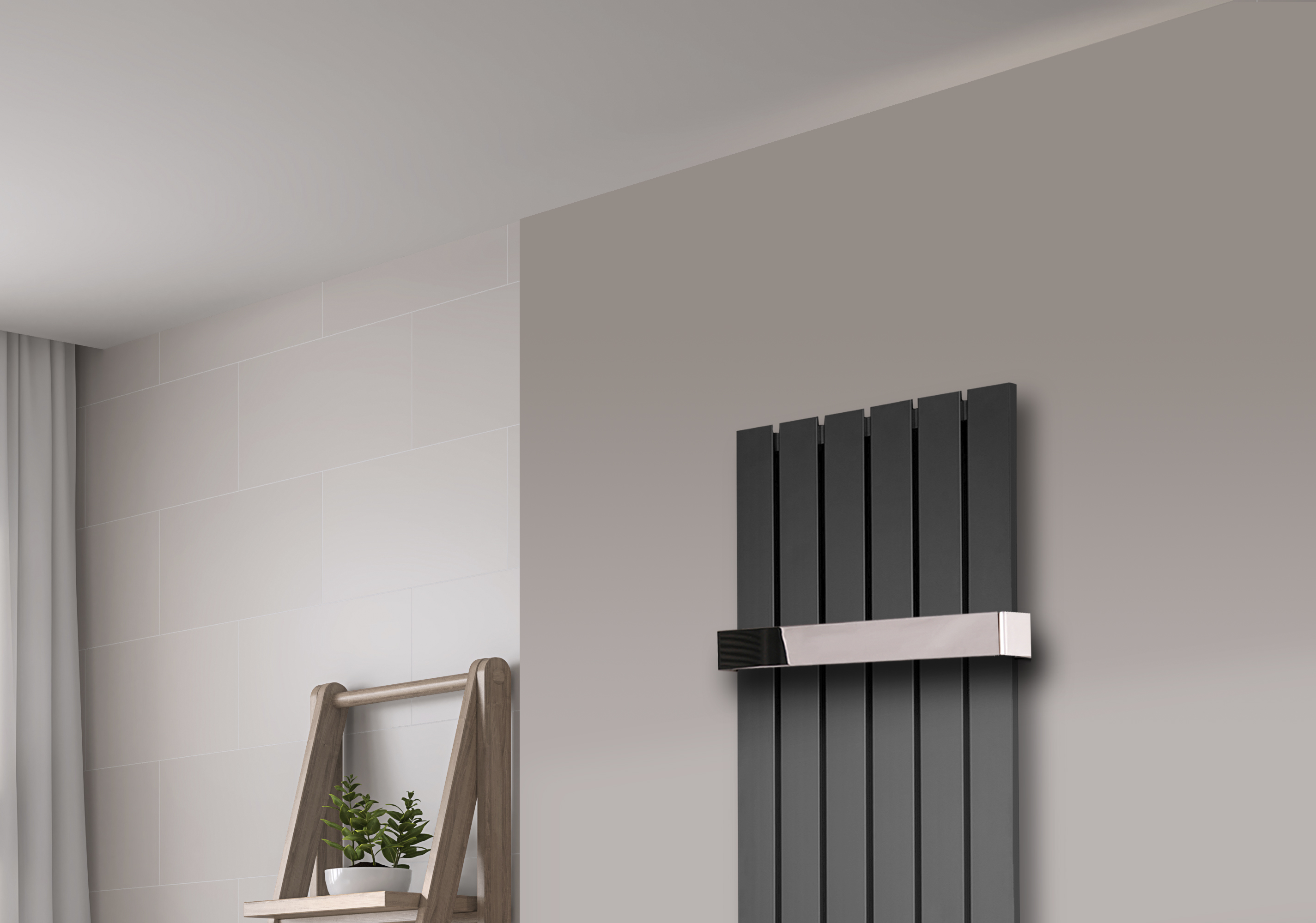BADHEIZKÖRPER Design Peking 2 120x47cm 799Watt anthrazit - moonstone +1 Halter 50mm glänzend SZAGATO Handtuchheizkörper Mittelanschluss Handtuchwärmer