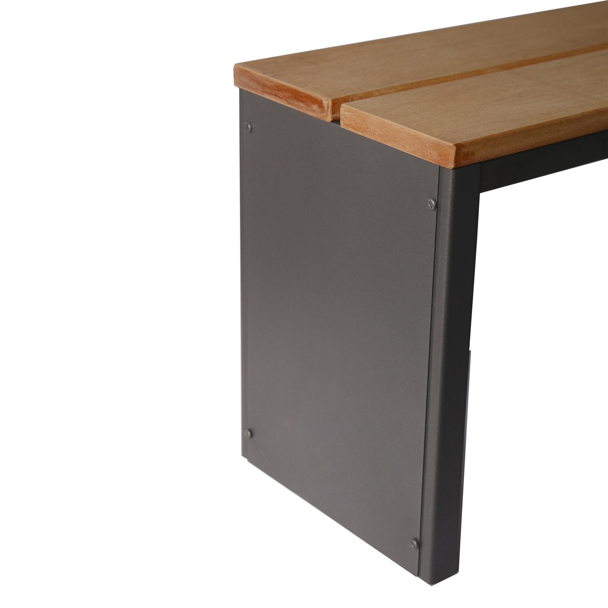 Parkbank, BxTxH: 200x30x40 cm, (D-Form) moonstone-grauSZAGATO Made in Germany Sitzbank Metall Umkleidebank Parkbank wetterfest Parkbänke