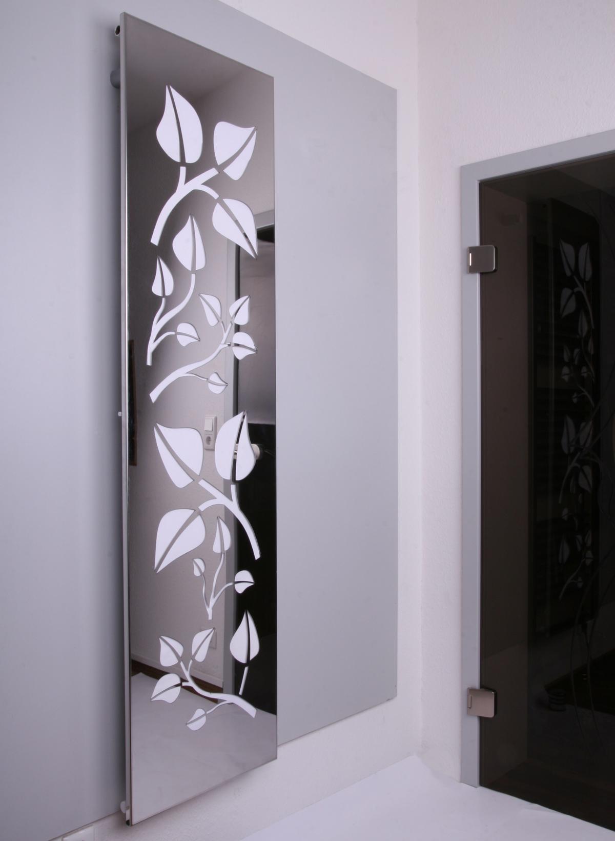 BADHEIZKÖRPER Design Leaves 3 180x47cm 1118 Watt Edelstahl Hochglanz SZAGATO Designheizkörper Handtuchheizkörper mit Mittelanschluss Handtuchwärmer