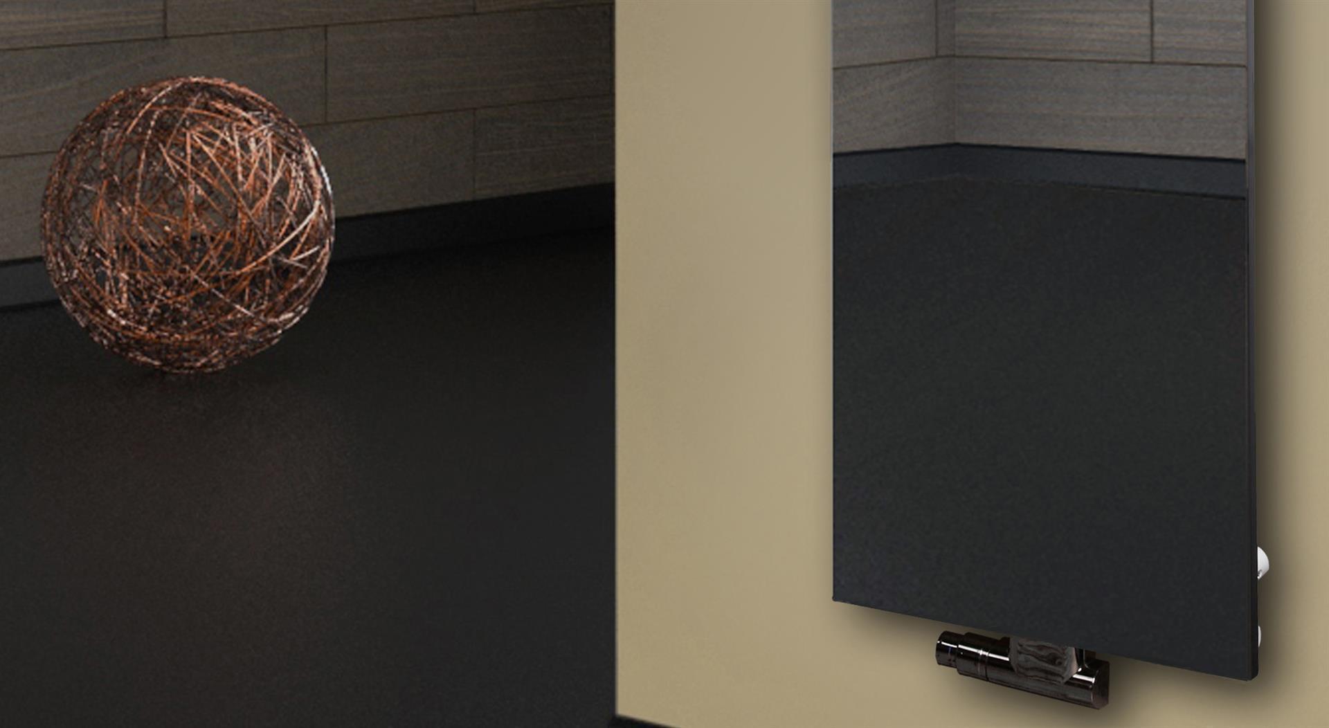 Badheizkörper mit Spiegel Design Montevideo 3 (Spiegelfront) 180x47cm 1118 Watt (+2 Halter 50mm) SZAGATO Designheizkörper mit Mittelanschluss