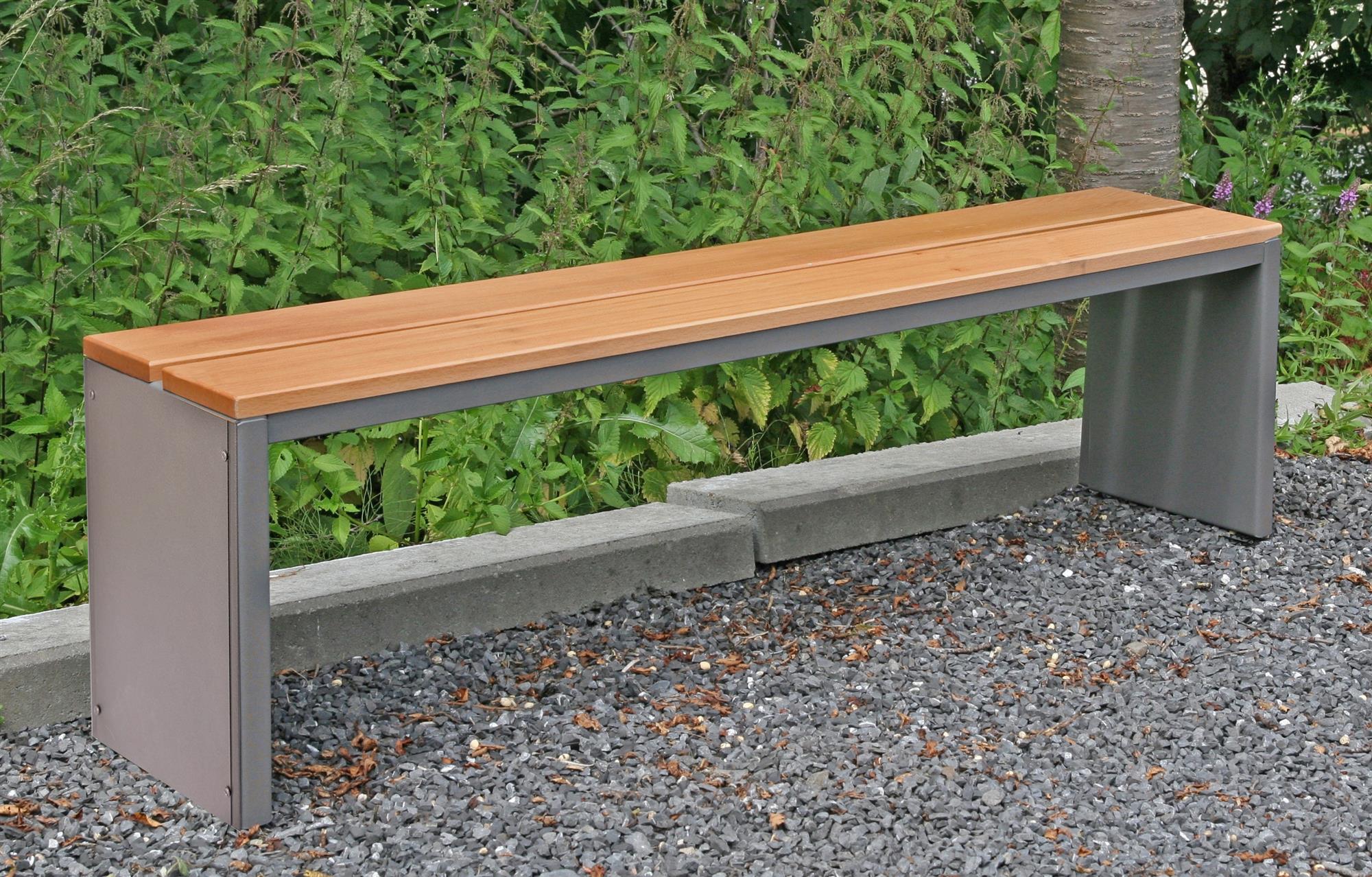 Parkbank, BxTxH: 150x30x40 cm, (D-Form) moonstone-grau SZAGATO Made in Germany Sitzbank Metall Umkleidebank Parkbank wetterfest Parkbänke