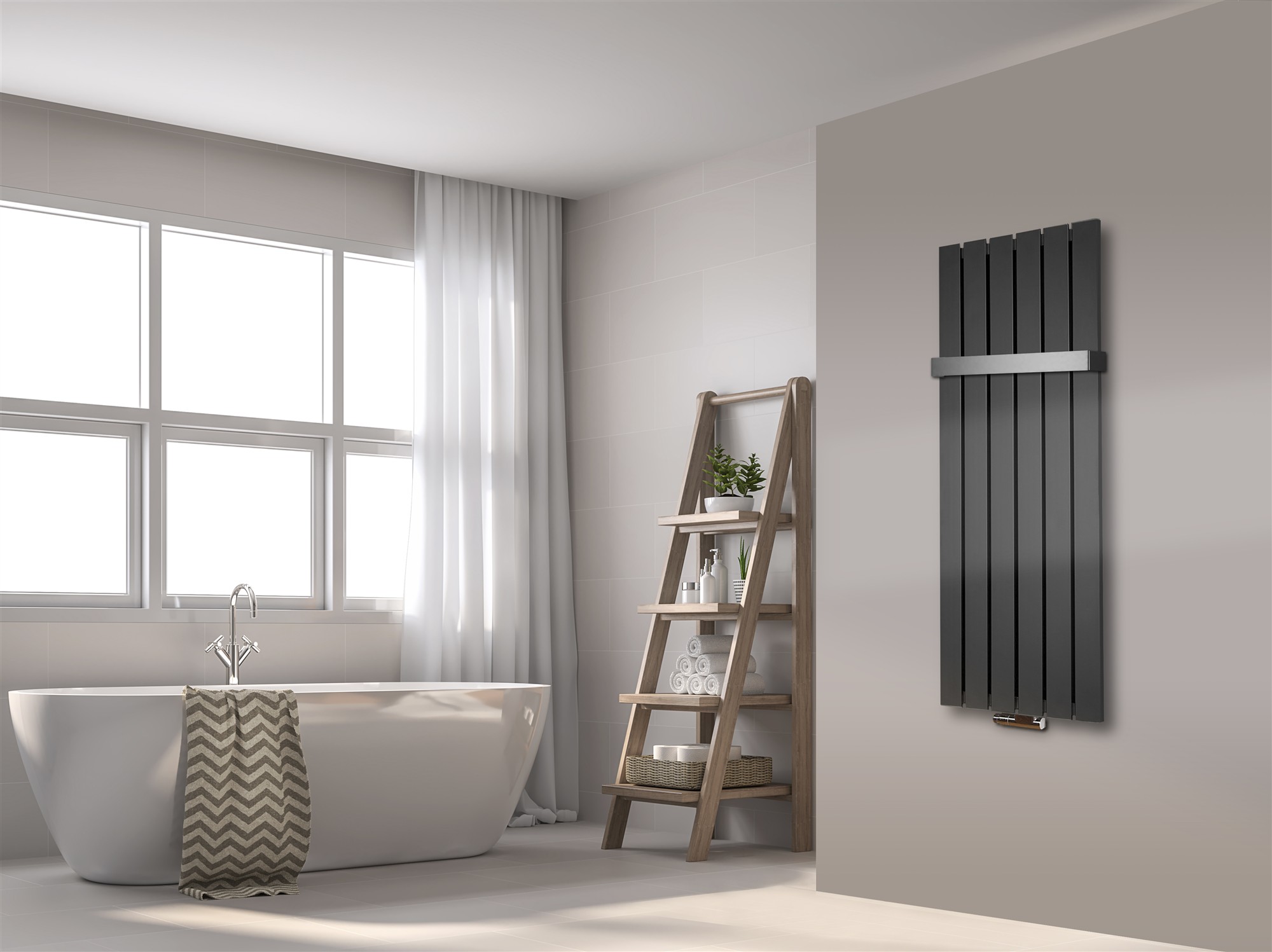 BADHEIZKÖRPER Design Peking 2 120x47cm 799 Watt anthrazit - moonstone (+1 Halter 50mm) SZAGATO Handtuchheizkörper mit Mittelanschluss Handtuchwärmer