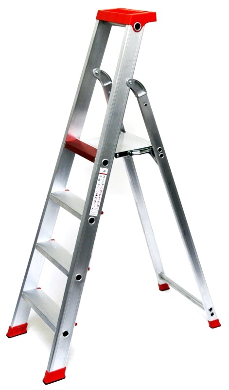 Stehleiter 4 Stufen Profi 176x54x16cm ALU SZAGATO 4 Stufen Leiter Alu Stehleiter 4-stufig Bockleiter 4 Stufen Haushaltsleiter 4 Stufen Alu-Stehleiter