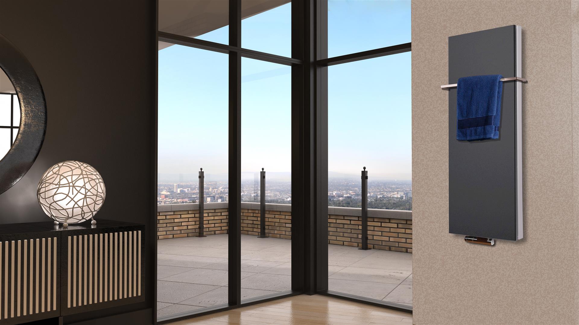 BADHEIZKÖRPER Design Mirror Steel 5 120x47cm 1458 Watt anthrazit (+1 Halter 15mm) SZAGATO Designheizkörper Handtuchheizkörper mit Mittelanschluss