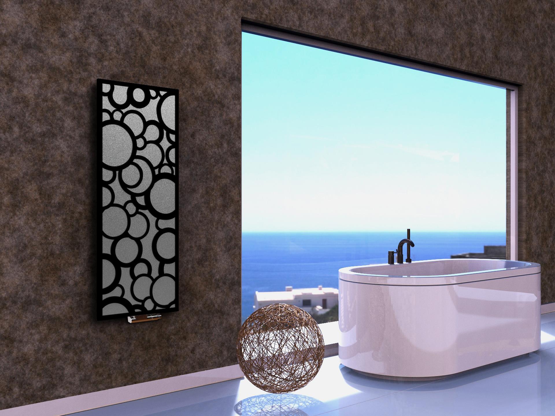 BADHEIZKÖRPER Design Kreta 2 120x47cm 799 Watt anthrazit moonstone schwarz SZAGATO Designheizkörper Handtuchheizkörper Mittelanschluss Handtuchwärmer