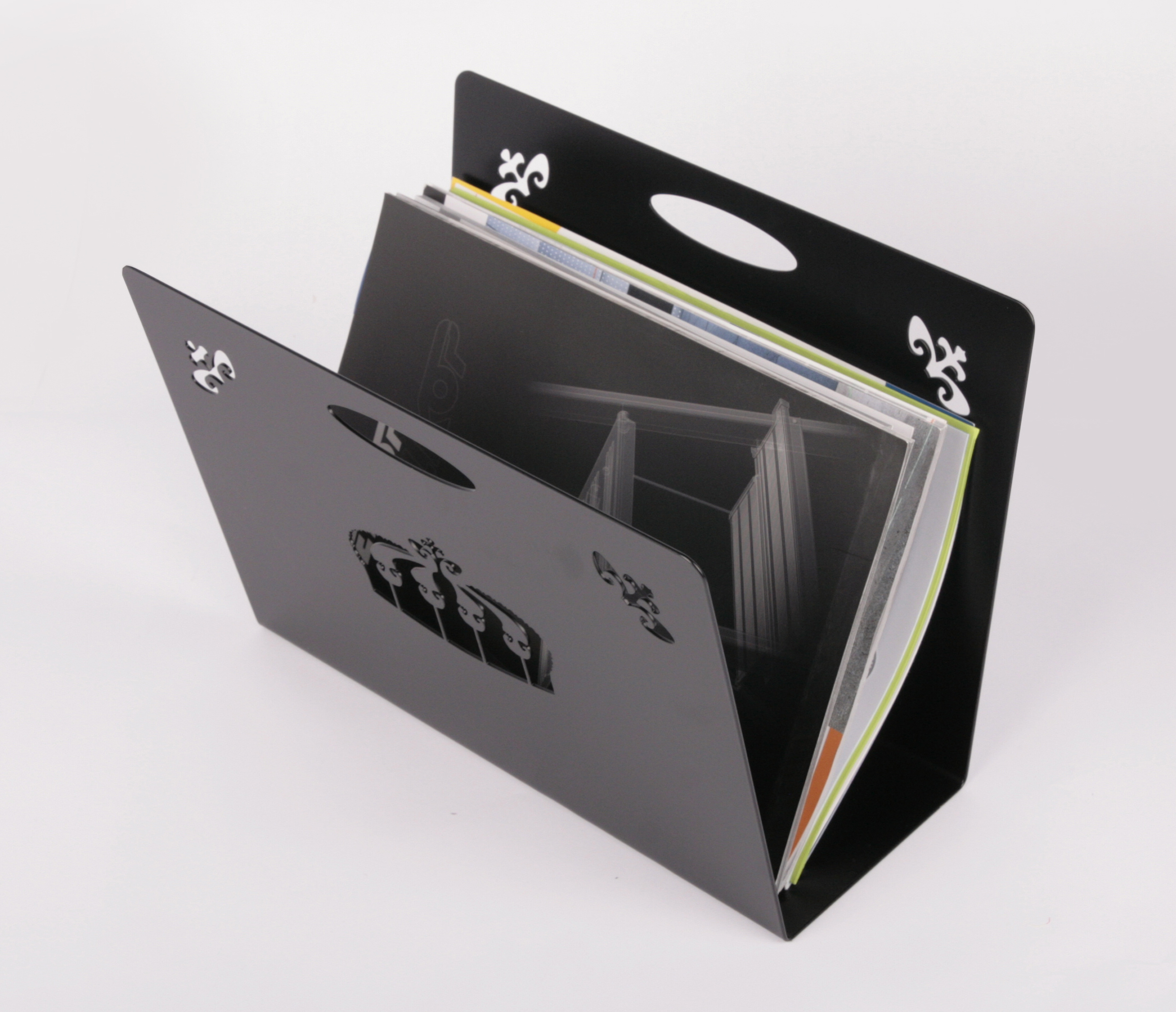 Zeitungsständer Crown 23x32x12cm schwarz SZAGATO Made in Germany  Zeitschriftenständer Metall Zeitschriftenhalter Zeitungshalter modern