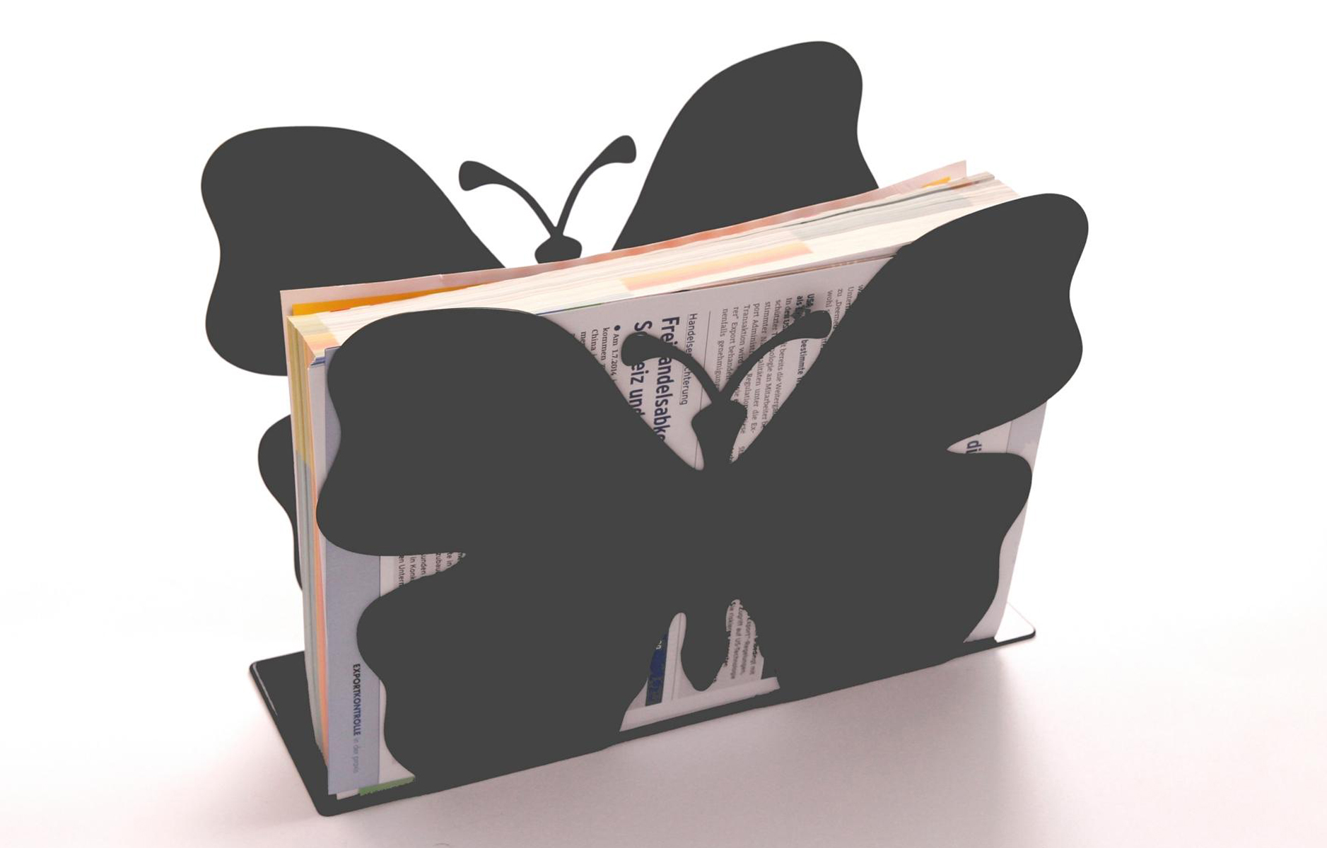 Zeitungsständer Butterfly solo 23x32x12cm grau SZAGATO Made in Germany  Zeitschriftenständer Metall Zeitschriftenhalter Zeitungshalter modern