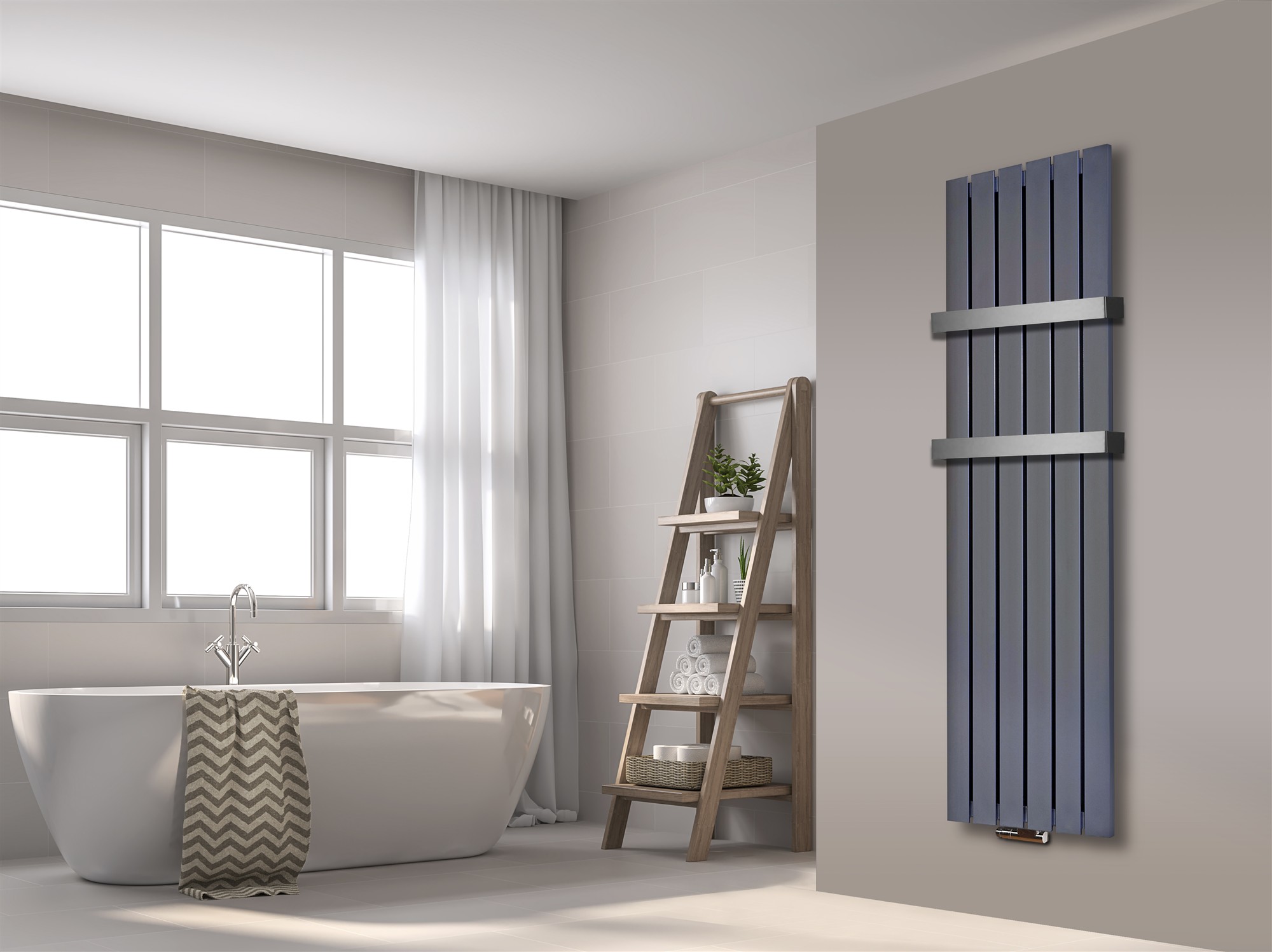 BADHEIZKÖRPER Design Peking 3 180x47cm Edelstahloptik (+2 Halter 50mm) SZAGATO Designheizkörper Handtuchheizkörper mit Mittelanschluss Handtuchwärmer