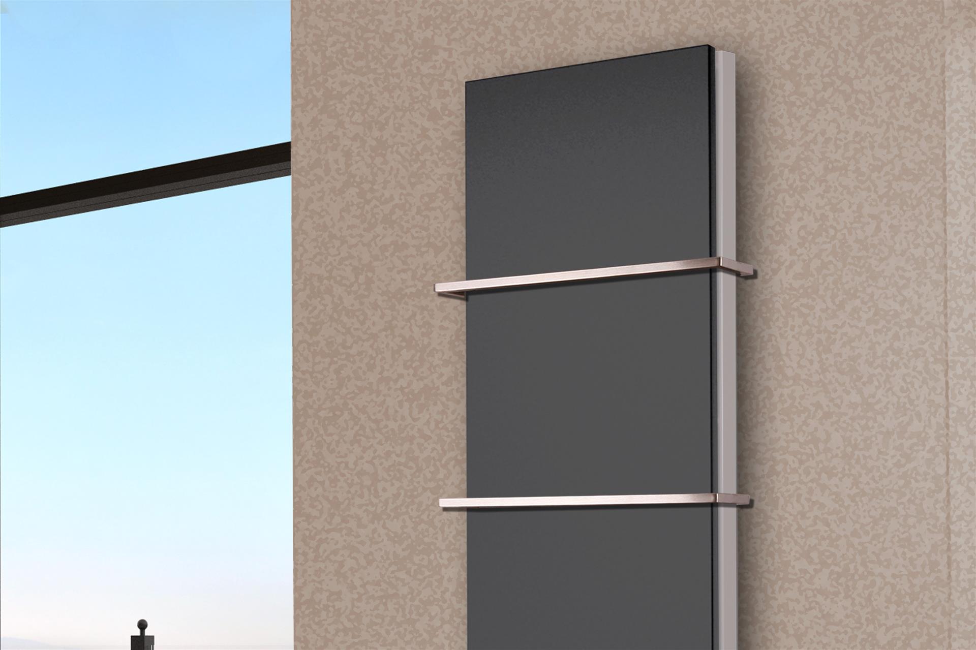 BADHEIZKÖRPER Design Mirror Steel 6 180x47cm 1964 Watt anthrazit (+2 Halter 15mm) SZAGATO Designheizkörper Handtuchheizkörper mit Mittelanschluss