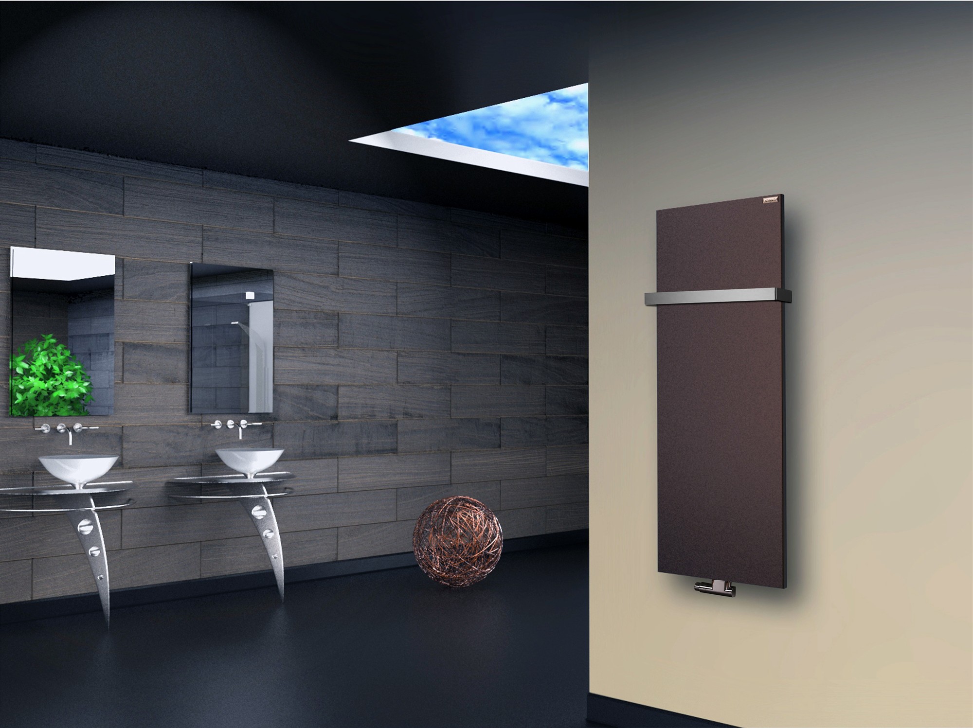 BADHEIZKÖRPER Design Mirror Steel 2 120x47cm 799 Watt braun (+1 Halter 30mm) SZAGATO Designheizkörper Handtuchheizkörper mit Mittelanschluss