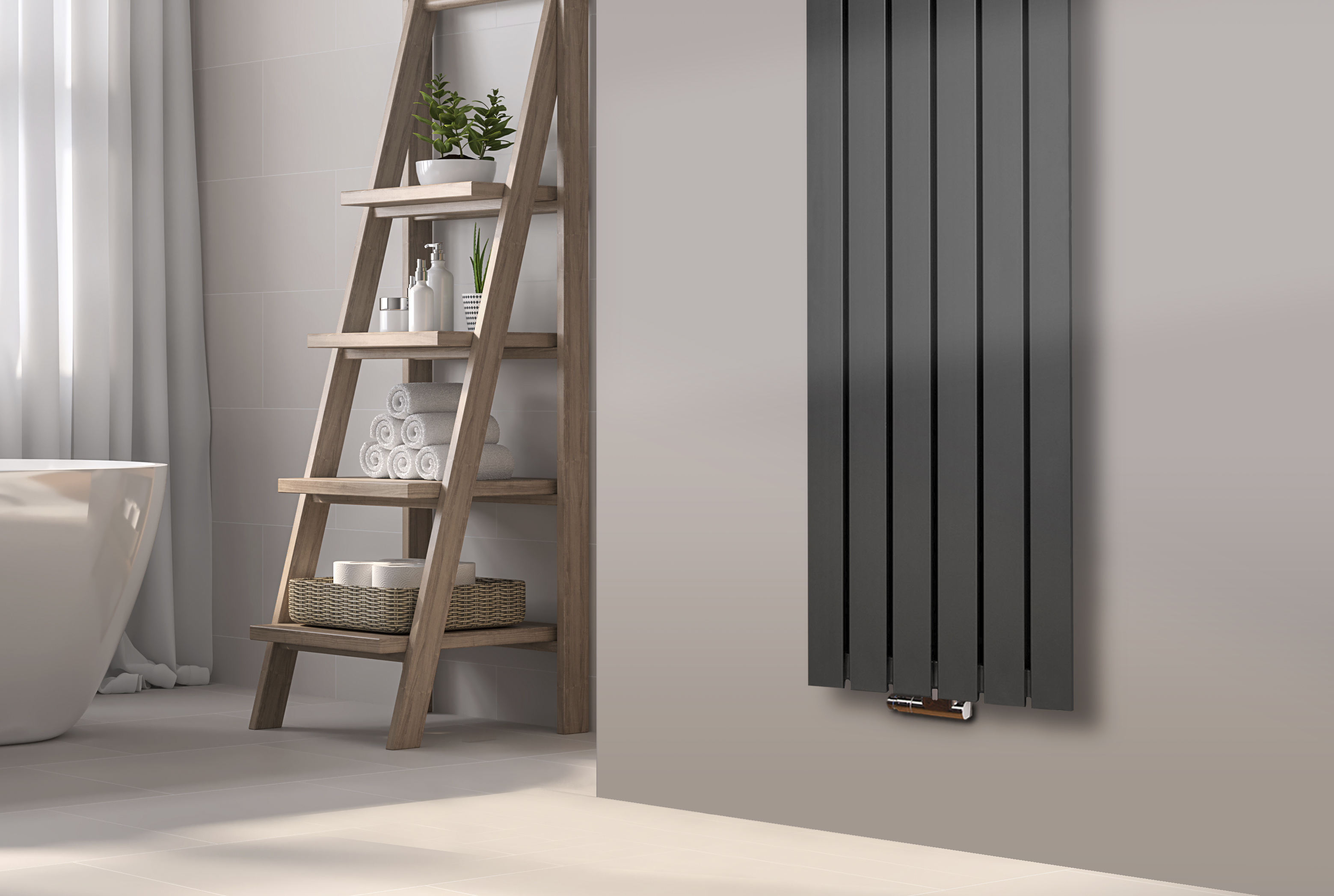 BADHEIZKÖRPER Design Peking 3 180x47cm anthrazit - moonstone (+1 Halter 50mm) SZAGATO Handtuchheizkörper mit Mittelanschluss Handtuchwärmer