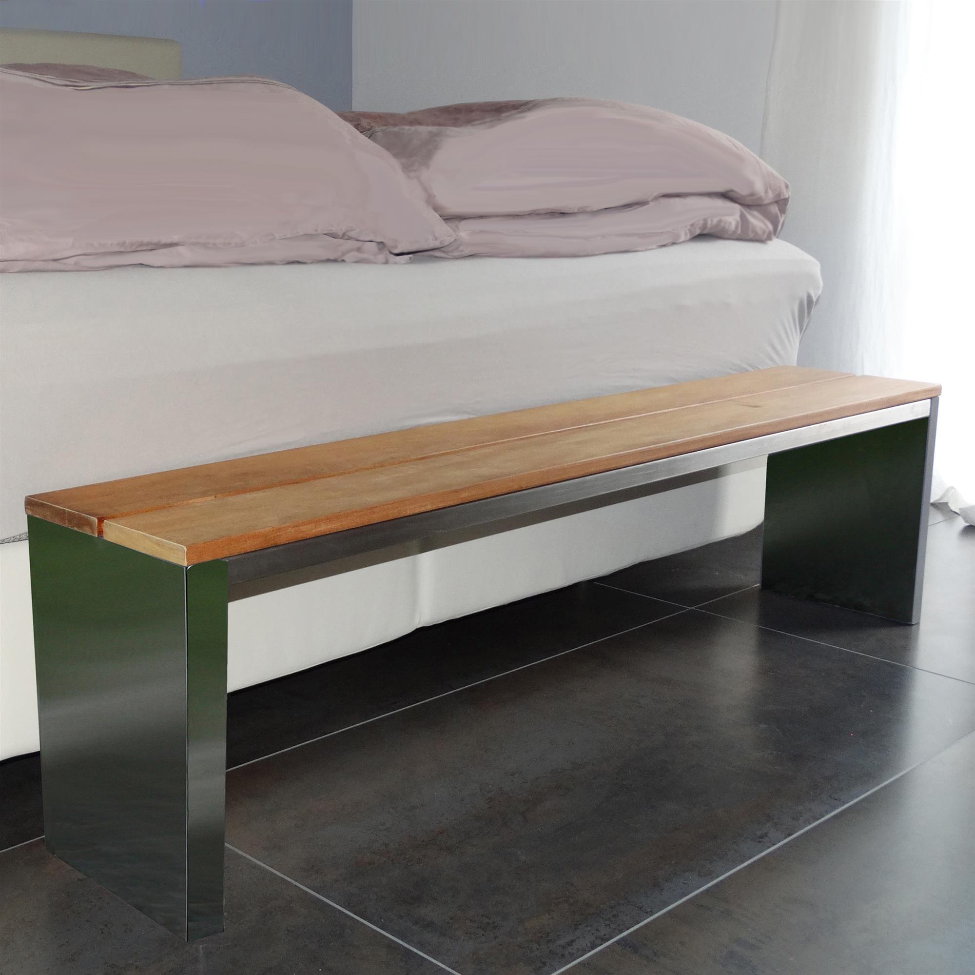 Parkbank, BxTxH: 200x30x40 cm, (D-Form) Edelstahl SZAGATO Made in Germany Sitzbank Metall Umkleidebank Parkbank wetterfest Parkbänke