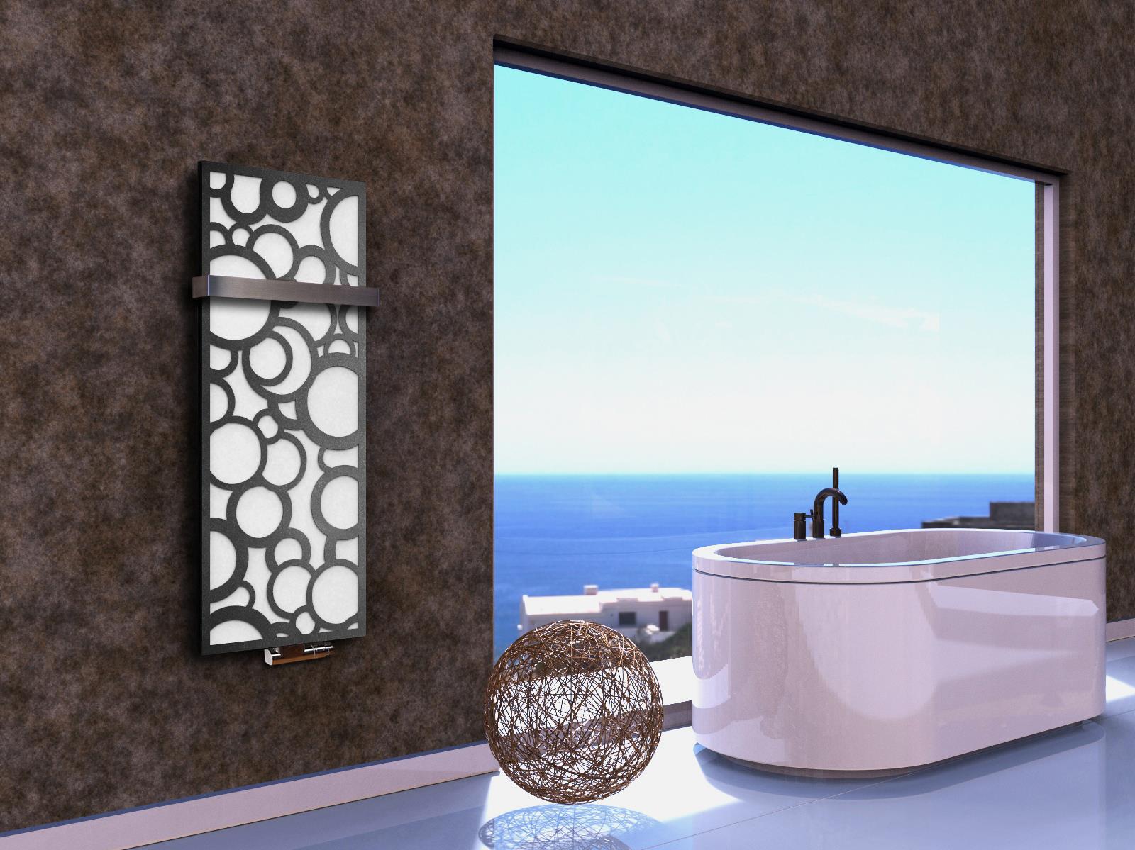 BADHEIZKÖRPER Design Kreta 2 120x47cm 799Watt weiß anthrazit - moonstone (+1 Halter 50mm) SZAGATO Designheizkörper mit Mittelanschluss Handtuchwärmer