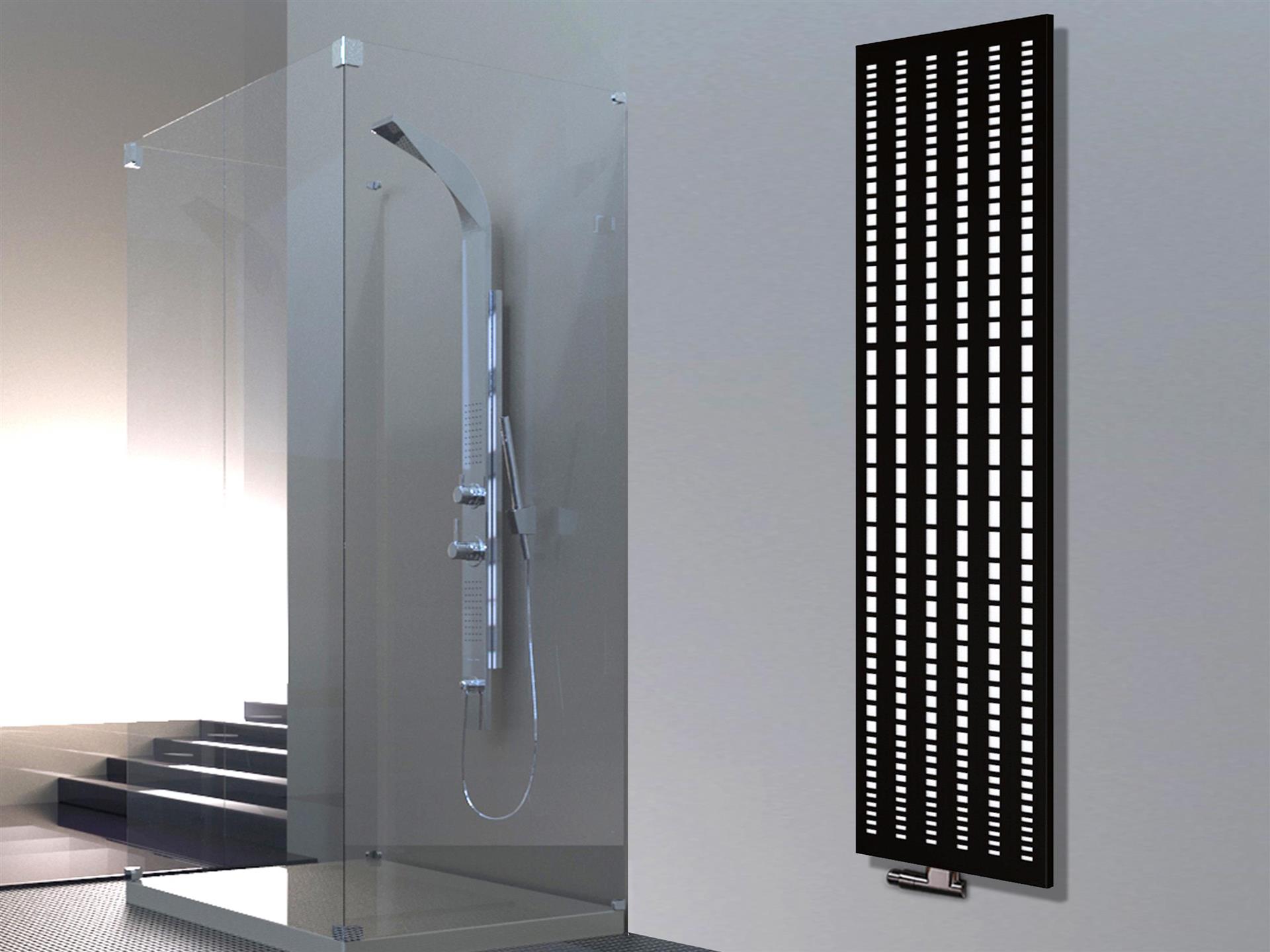 BADHEIZKÖRPER Design broken Mirror 3 180x47cm 1118 Watt schwarz SZAGATO Designheizkörper Handtuchheizkörper mit Mittelanschluss Handtuchwärmer