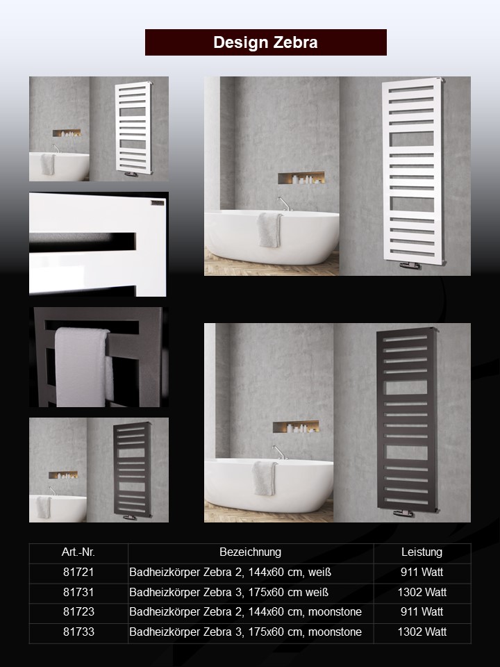 BADHEIZKÖRPER Design Zebra 3 175x60cm 1302 Watt weiß SZAGATO Designheizkörper Handtuchheizkörper mit Mittelanschluss Handtuchwärmer