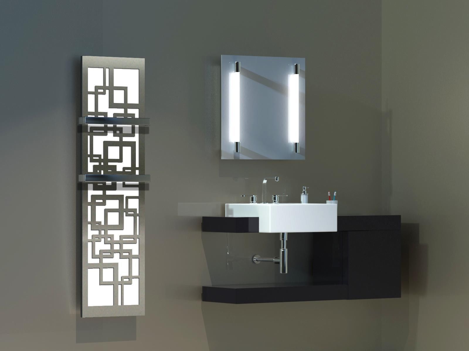 BADHEIZKÖRPER Design Quadrat 3 180x47cm 1118 Watt Edelstahl matt (+2 Halter 50mm) SZAGATO Designheizkörper Handtuchheizkörper mit Mittelanschluss