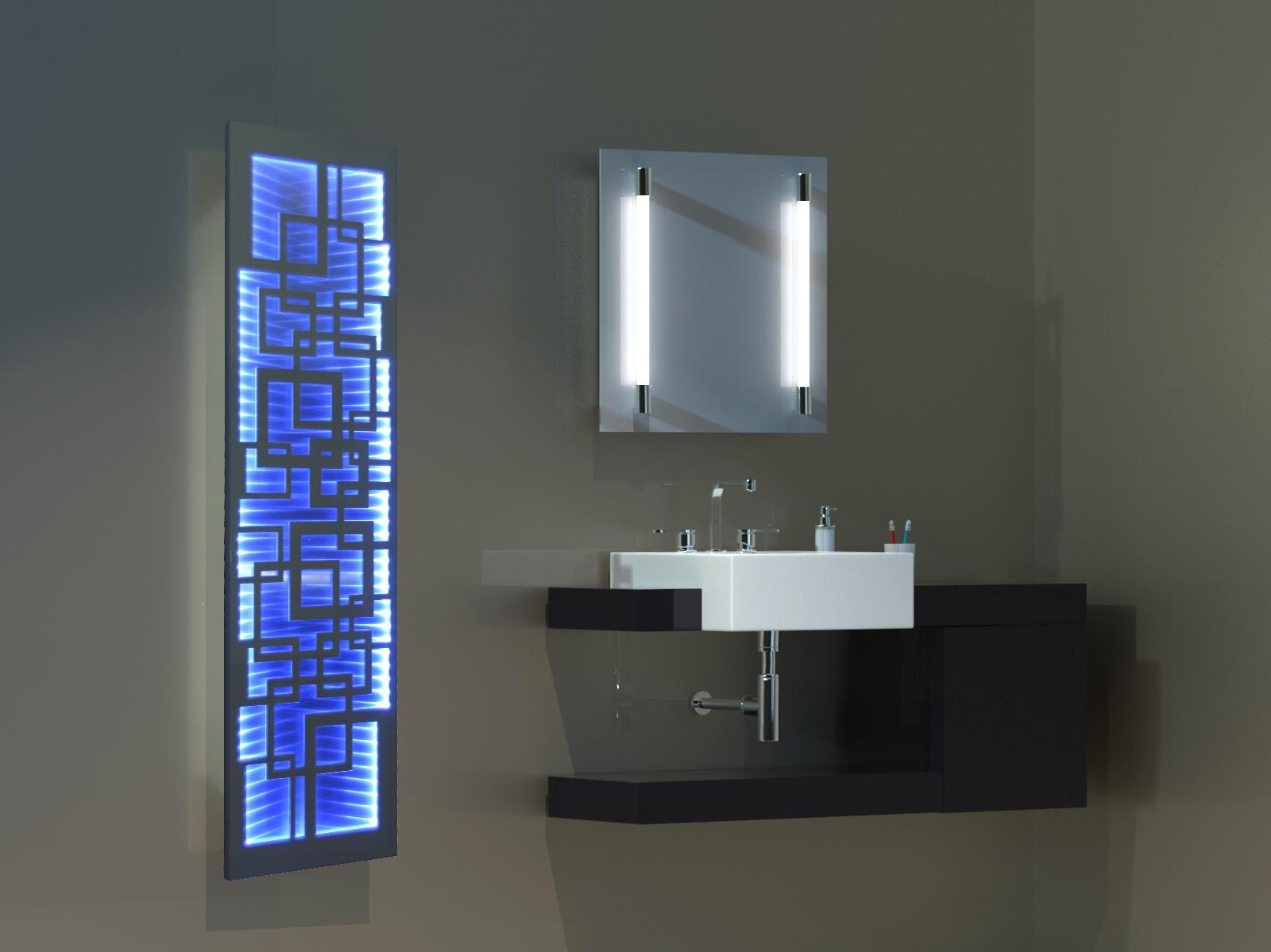 Badheizkörper mit LED Quadrat 3 180x47cm 1118 Watt Edelstahl MT weiß SZAGATO Designheizkörper Handtuchheizkörper mit Mittelanschluss Handtuchwärmer