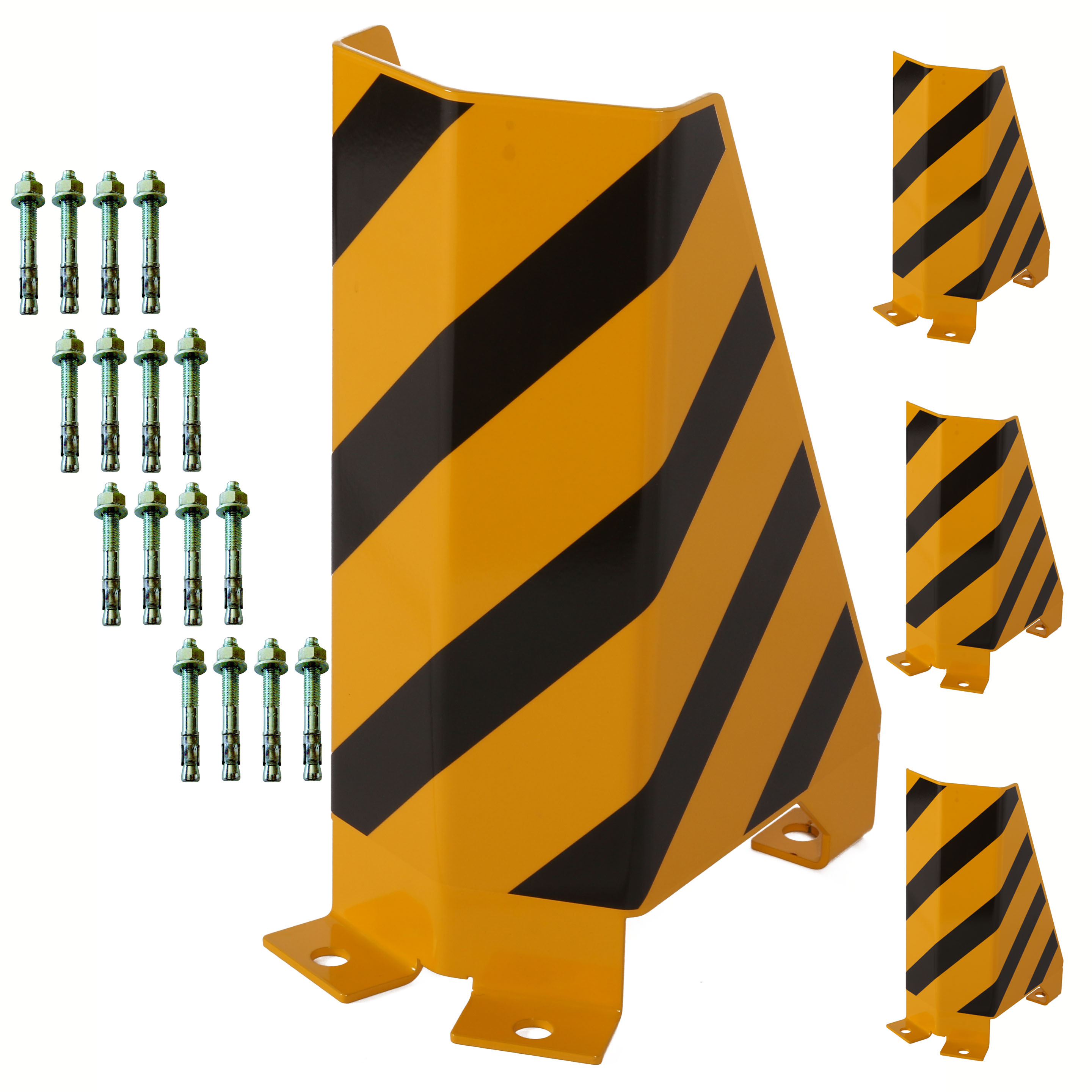 Rammschutz  U-Profil SET (4 Stück) 400x155x240x155x4 mm + 16 x Dübel SZAGATO Regal Anfahrschutz Regale Rammschutzbügel Anfahrschutzecke Rammschutzecke