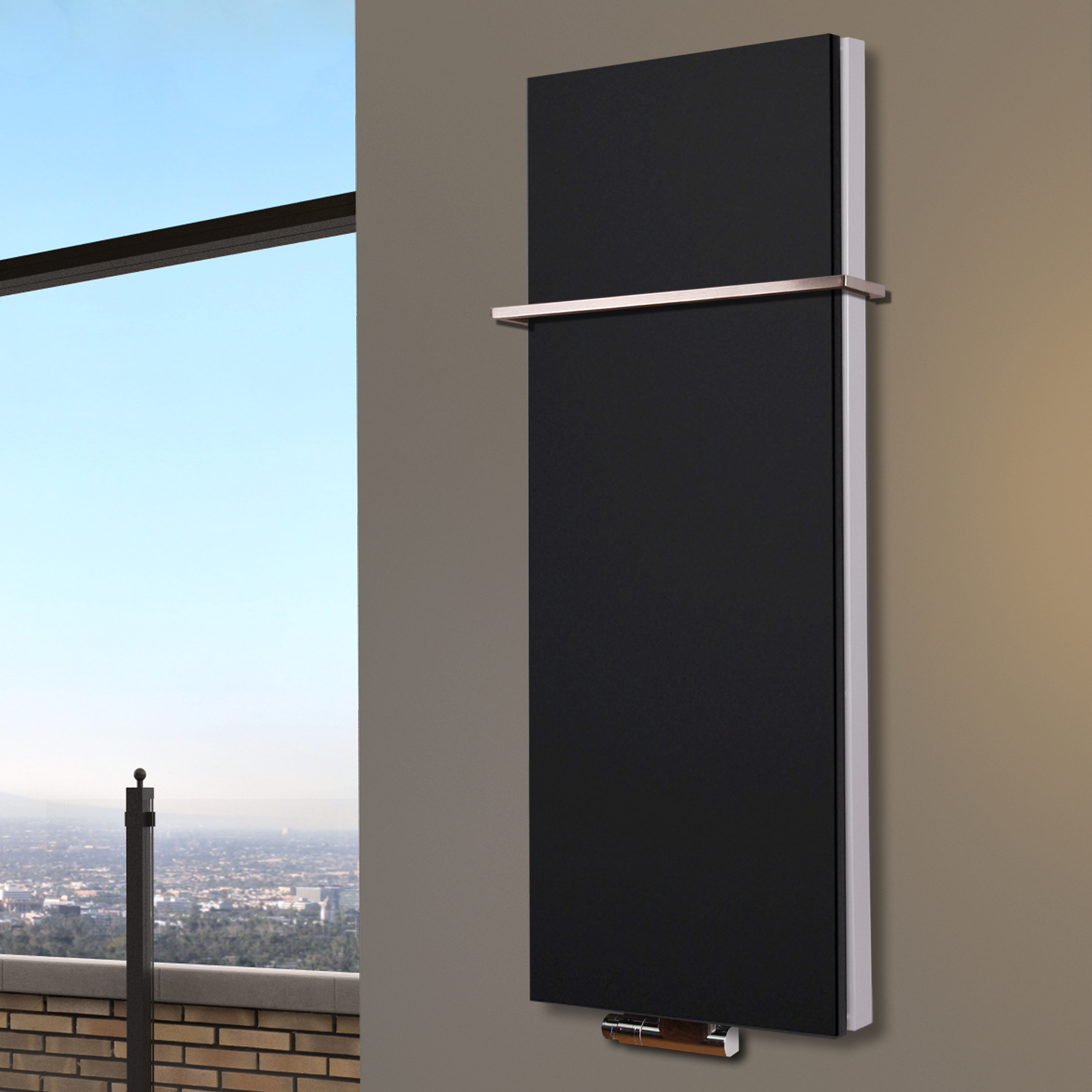 BADHEIZKÖRPER Design Mirror Steel 5 120x47cm 1458 Watt schwarz (+1 Halter 15mm) SZAGATO Designheizkörper Handtuchheizkörper mit Mittelanschluss