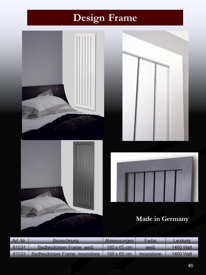 BADHEIZKÖRPER Design Frame 180x65cm 1460 Watt weiß SZAGATO Designheizkörper Handtuchheizkörper mit Mittelanschluss Handtuchwärmer