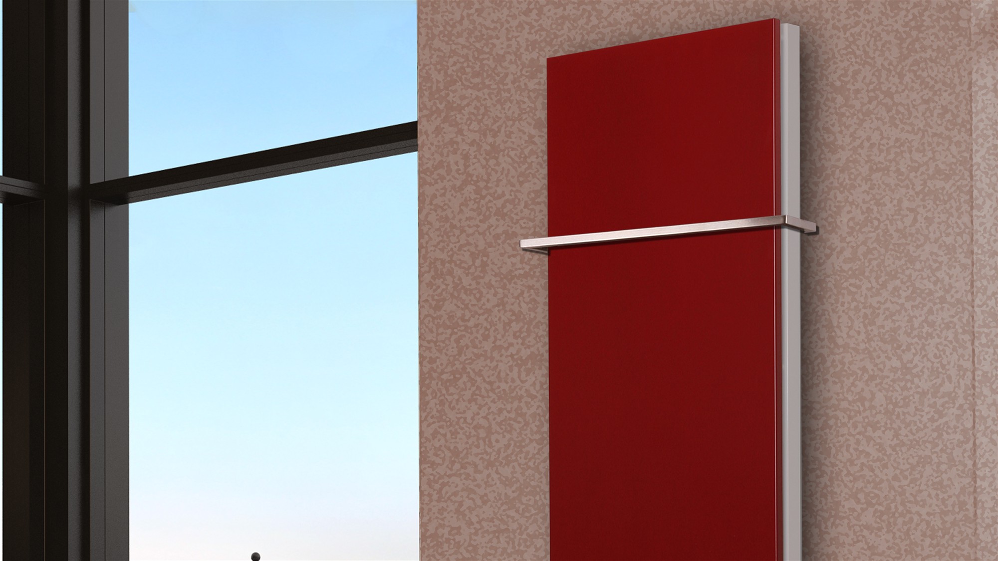 BADHEIZKÖRPER Design Mirror Steel 5 120x47cm 1458 Watt rot +1 Halter 15mm SZAGATO Designheizkörper Handtuchheizkörper Mittelanschluss Handtuchwärmer