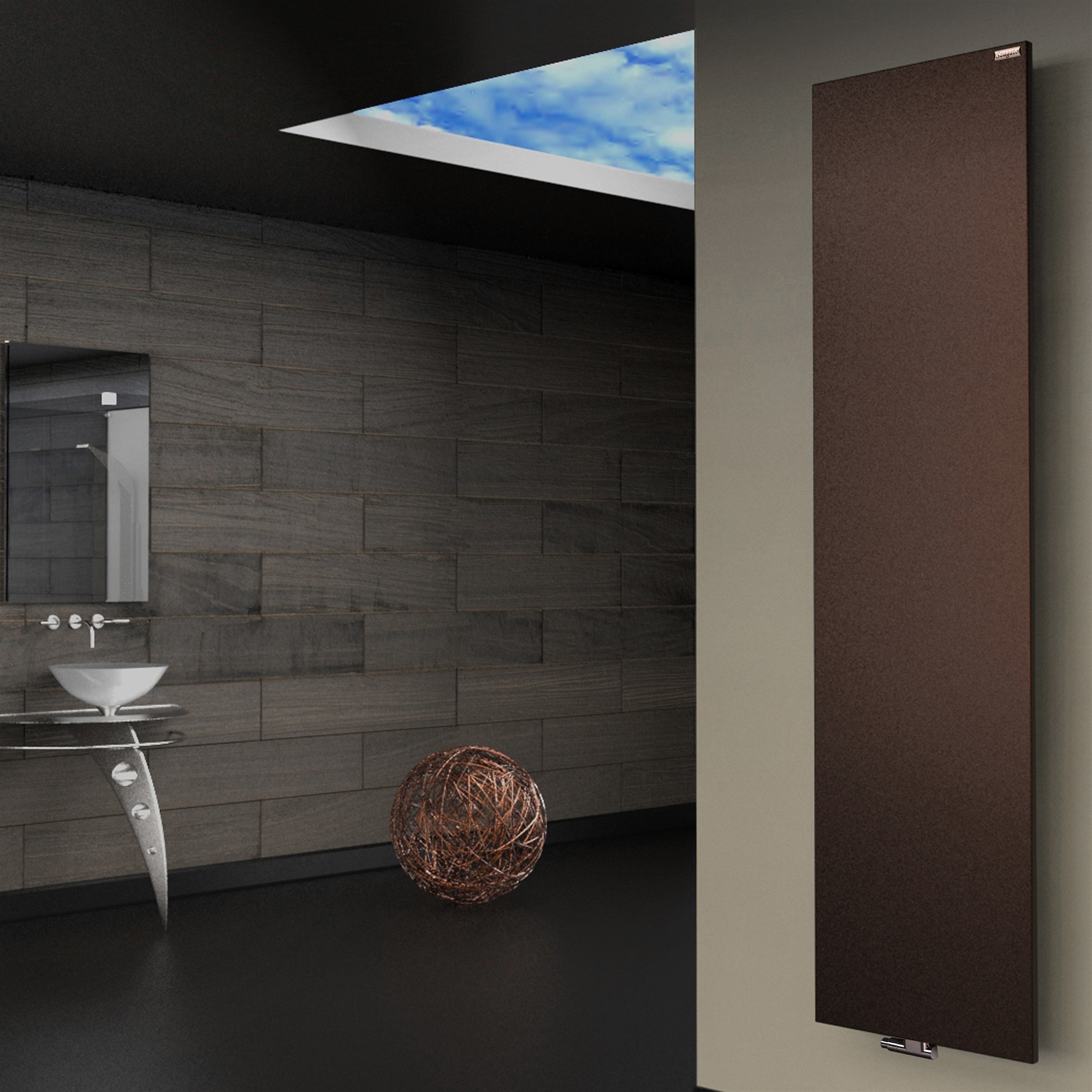 BADHEIZKÖRPER Design Mirror Steel 3 180x47cm 1118 Watt braun SZAGATO Designheizkörper Handtuchheizkörper mit Mittelanschluss Handtuchwärmer