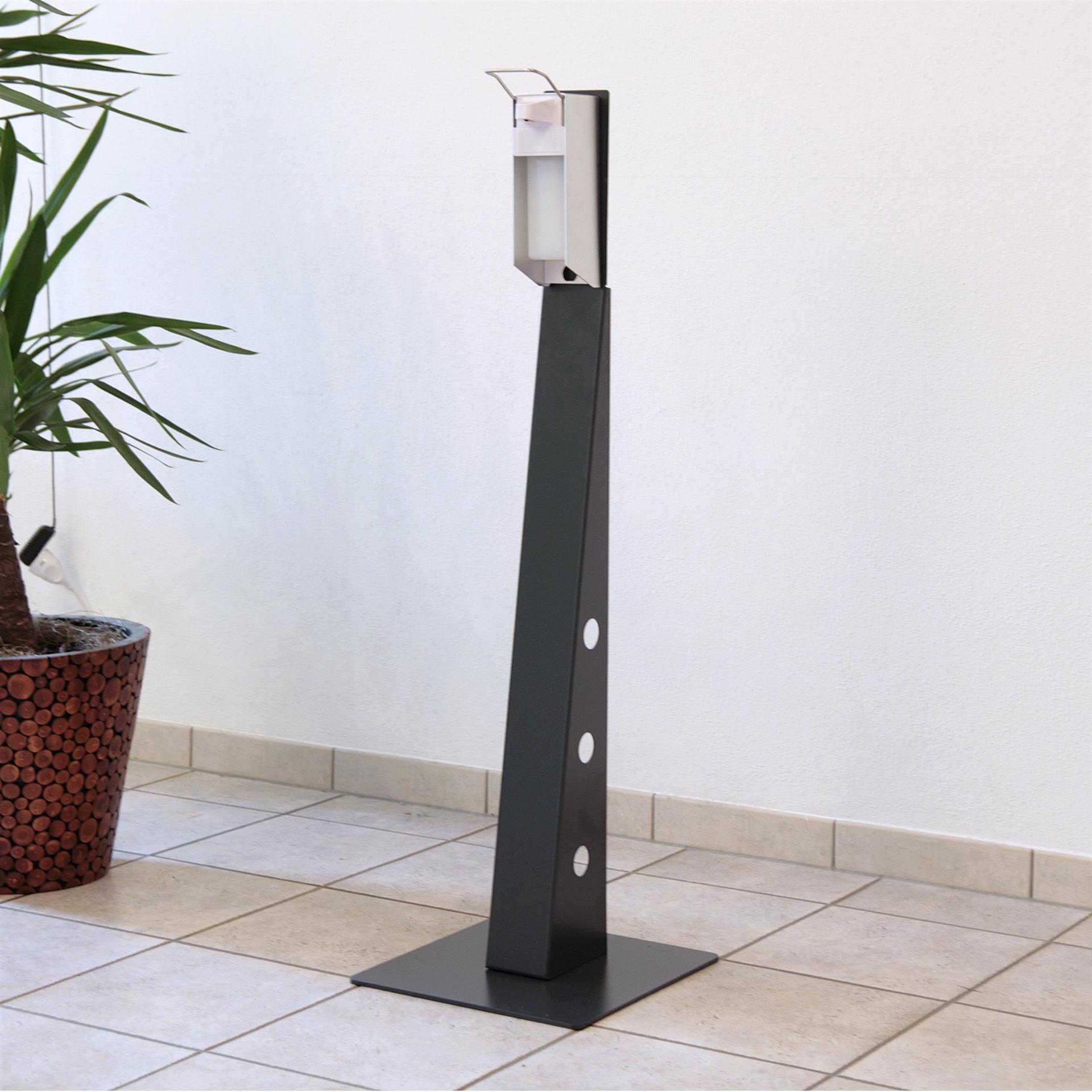 Desinfektionsmittelspender Pyramide HxBxT 118x36x36cm anthrazit + Spender Szagato Hygienesäule Desinfektionsspender Handdesinfektionsspender