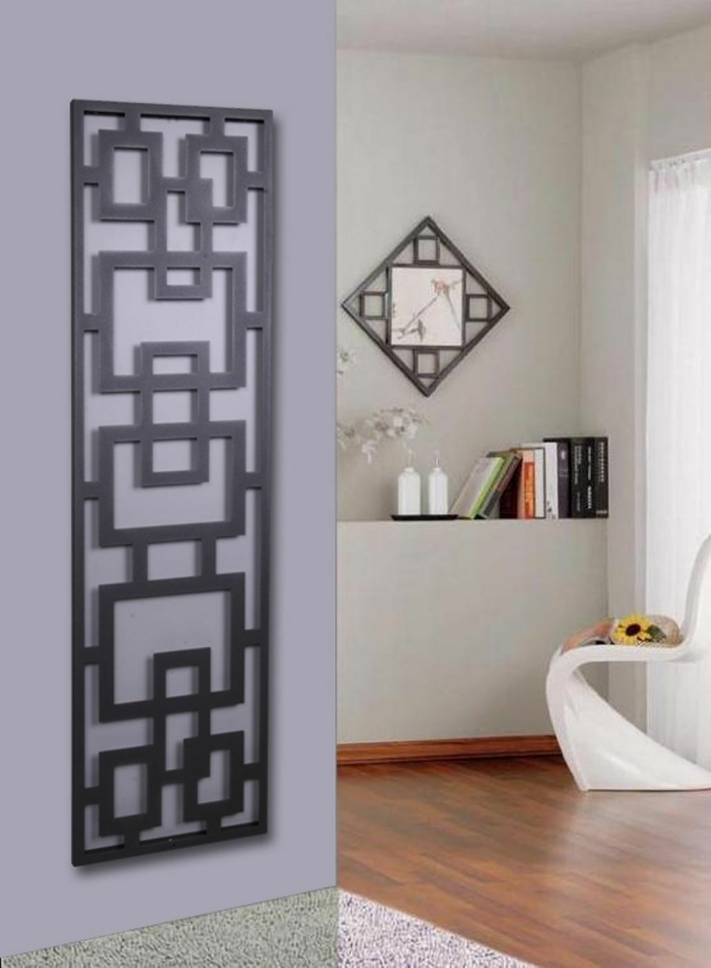 Wandgarderobe Design Rechteck 140x40cm grau SZAGATO Made in Germany Garderobenpaneel Garderobenleiste Garderobenleisten Flurgarderobe Garderobe Flur