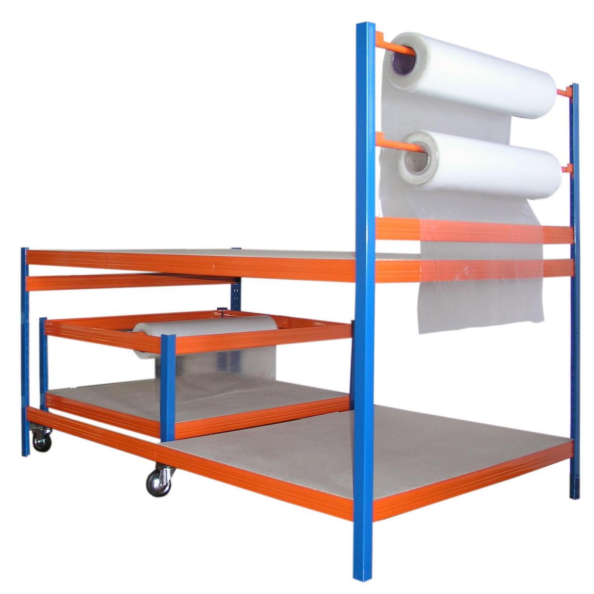 Packtisch 300 kg Profi 2 HxBxT 150x180x120cm SZAGATO inkl. Rollwagen 55x80x120cm blau - orange Verpackungstisch Verpackungsstation Pakete Pakettisch Packtisch 300 kg Profi 2 HxBxT 150x180x120cm SZAGATO inkl. Rollwagen 55x80x120cm blau - orange Verpackungstisch Verpackungsstation Pakete Pakettisch