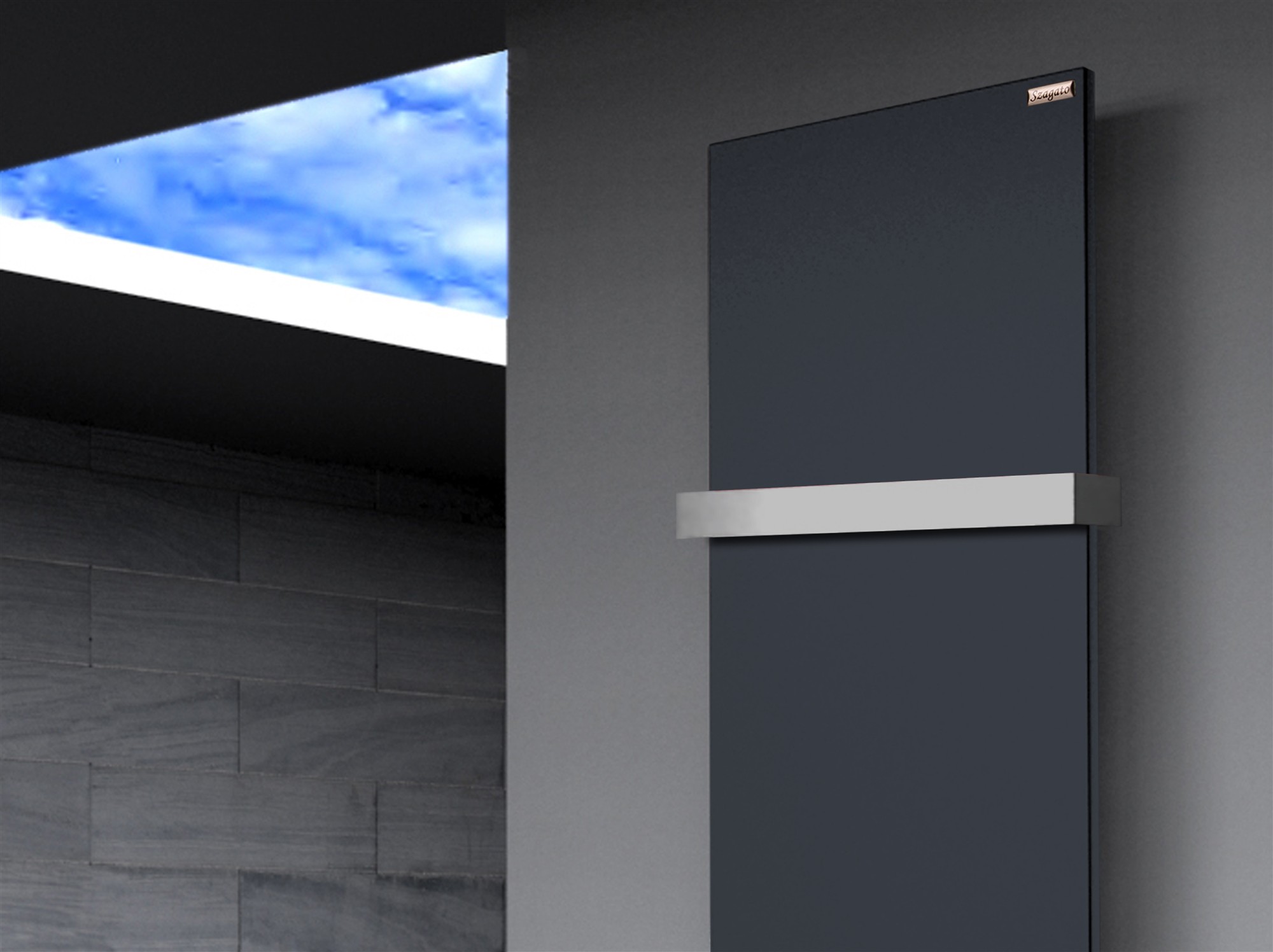BADHEIZKÖRPER Design Mirror Steel 3 180x47cm 1118 Watt anthrazit (+1 Halter 50mm) SZAGATO Designheizkörper Handtuchheizkörper mit Mittelanschluss