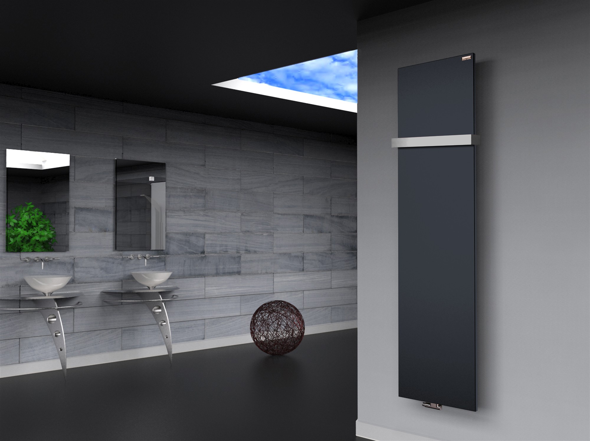 BADHEIZKÖRPER Design Mirror Steel 3 180x47cm 1118 Watt anthrazit (+1 Halter 50mm) SZAGATO Designheizkörper Handtuchheizkörper mit Mittelanschluss