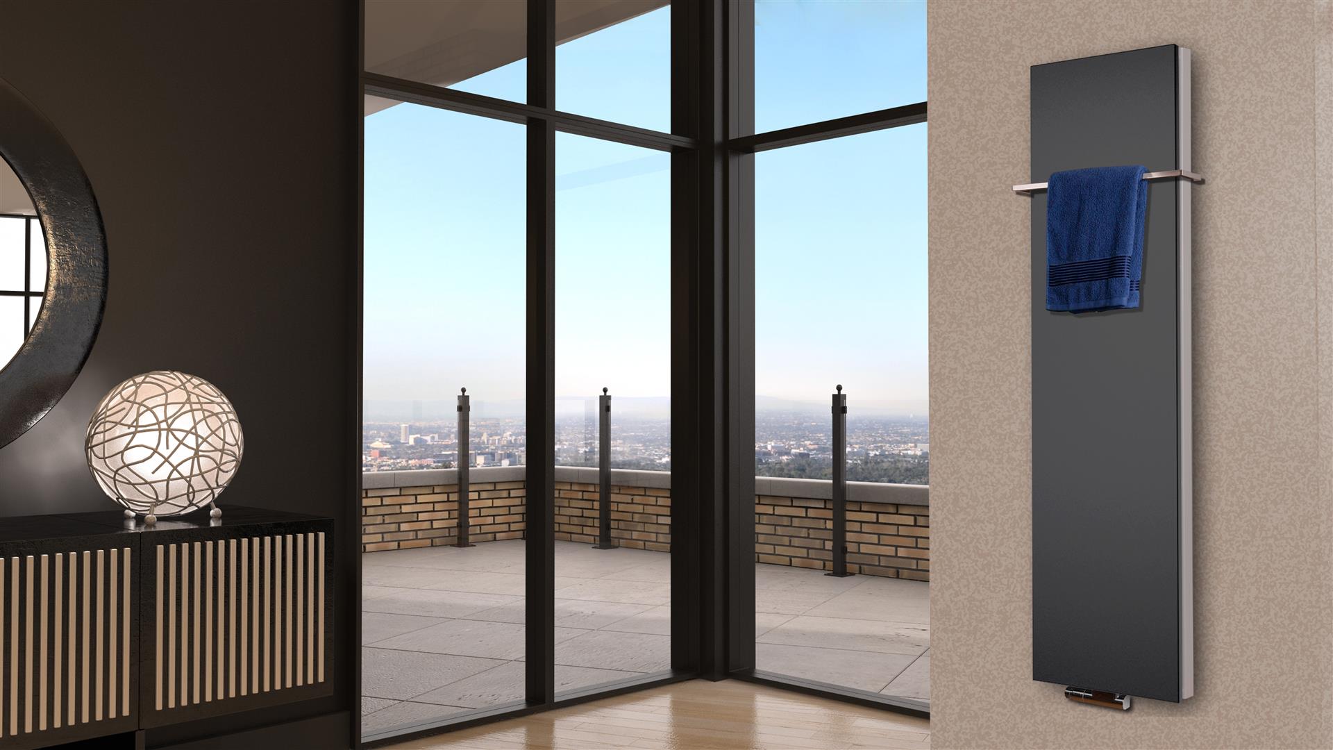BADHEIZKÖRPER Design Mirror Steel 6 180x47cm 1964 Watt anthrazit (+1 Halter 15mm) SZAGATO Designheizkörper Handtuchheizkörper mit Mittelanschluss