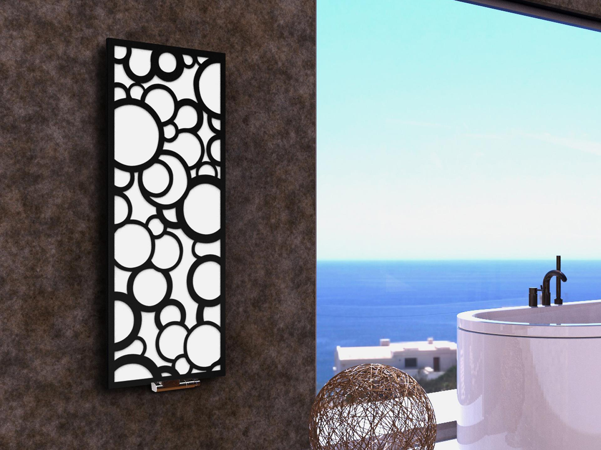 BADHEIZKÖRPER Design Kreta 2 120x47cm 799 Watt weiß schwarz SZAGATO Designheizkörper Handtuchheizkörper mit Mittelanschluss Handtuchwärmer