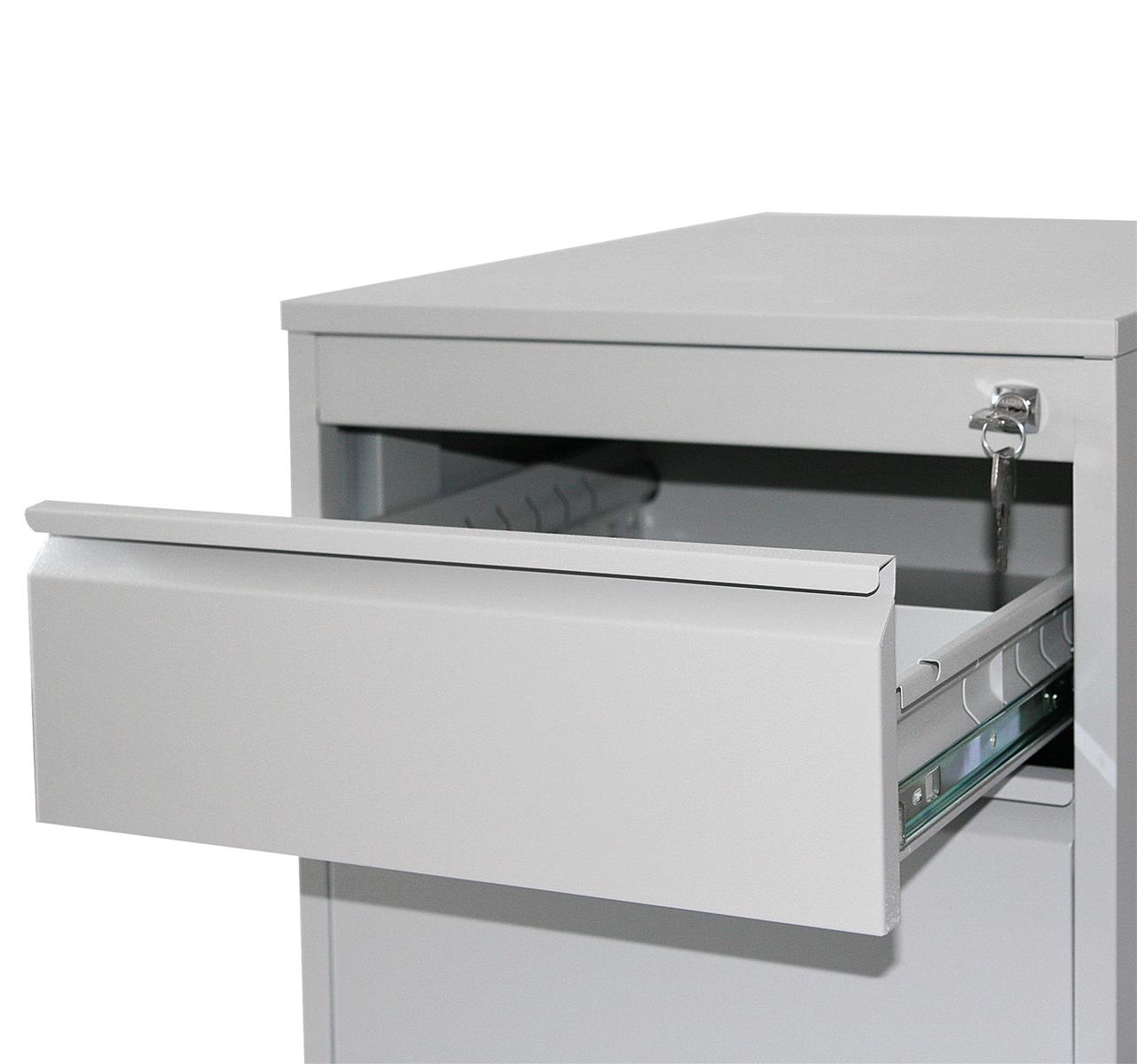 Rollcontainer Stahl Profi 2 Schubladen HxBxT 60x46x60cm lichtgrau SZAGATO Bürocontainer Schreibtisch Unterschrank Rollcontainers Rollcontainer Büro