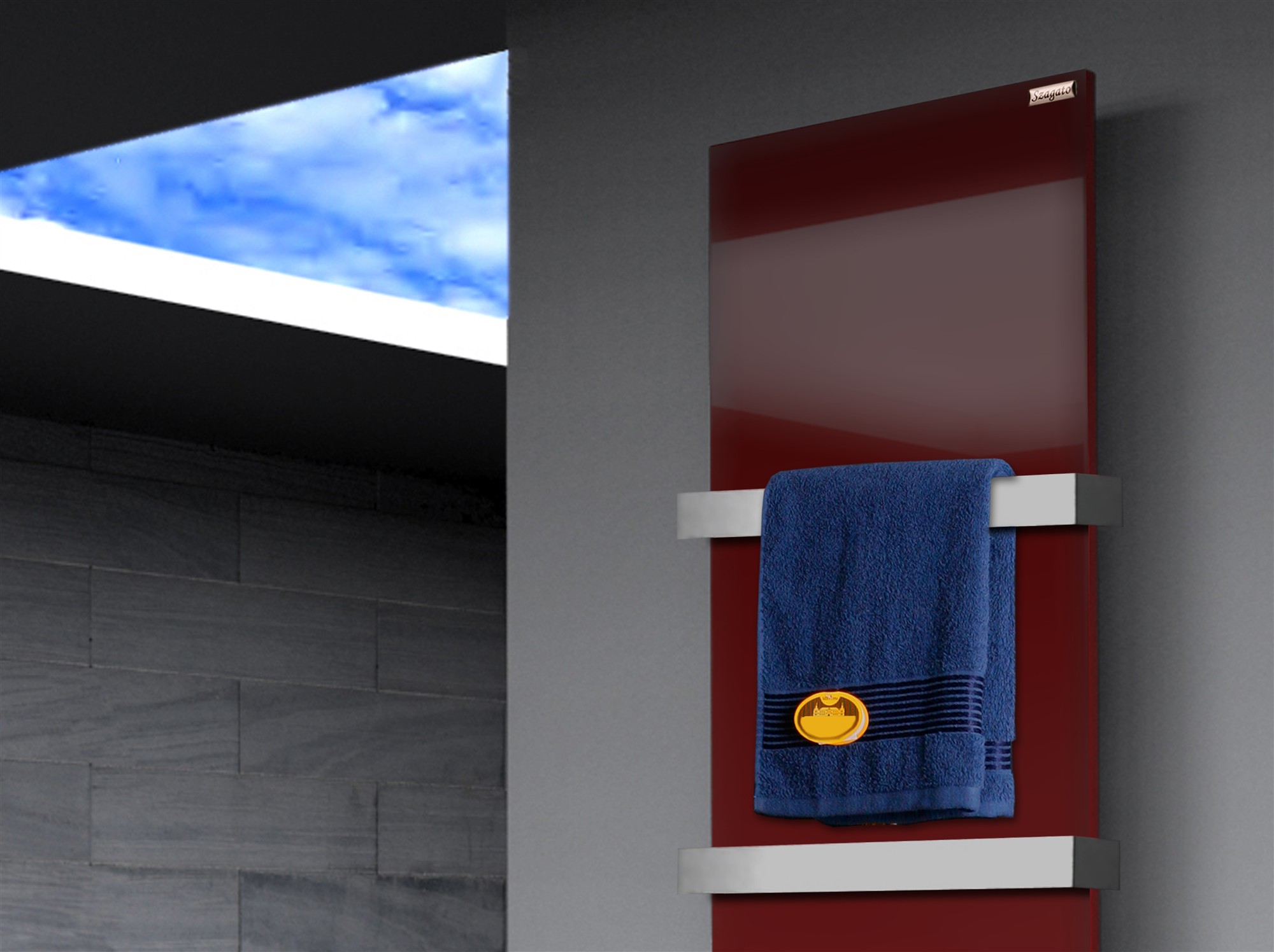 BADHEIZKÖRPER Design Mirror Steel 3 180x47cm 1118 Watt rot (RAL 3004) (+2 Halter 50mm) SZAGATO Designheizkörper mit Mittelanschluss Handtuchwärmer