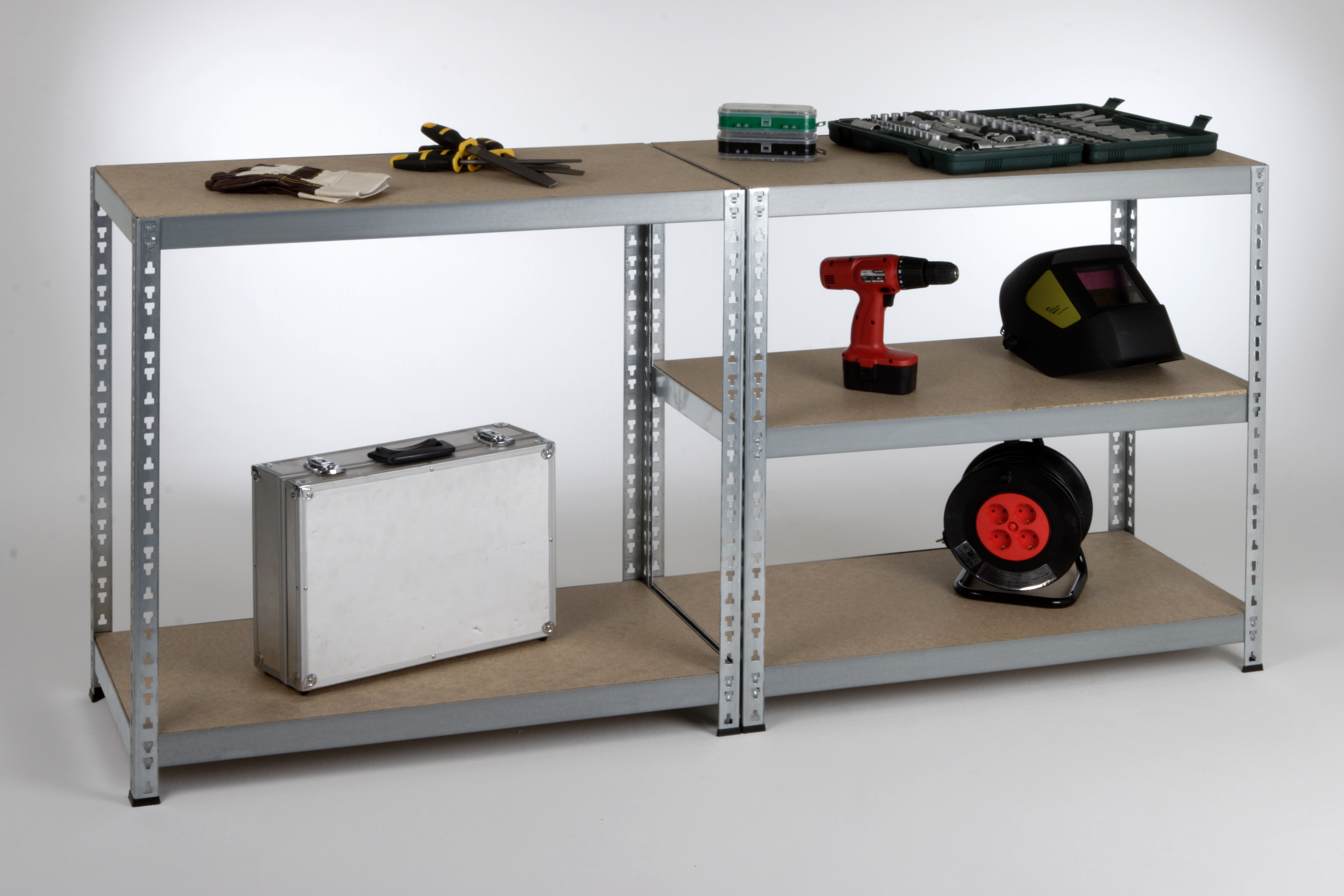 Werkbank 175kg Profi I 180x90x45cm verzinkt SZAGATO Werkbank mit Regal Werktisch Werkbänk Metallregal Fachbodenregal Lagerregal Fachboden Regalsystem