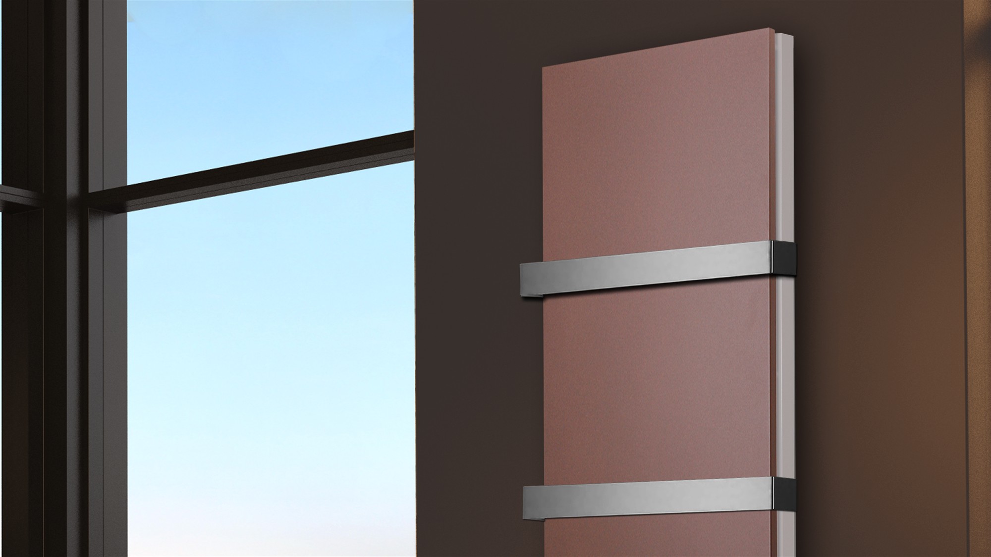 BADHEIZKÖRPER Design Mirror Steel 6 180x47cm 1964Watt braun +2 Halter 50mm SZAGATO Designheizkörper Handtuchheizkörper Mittelanschluss Handtuchwärmer