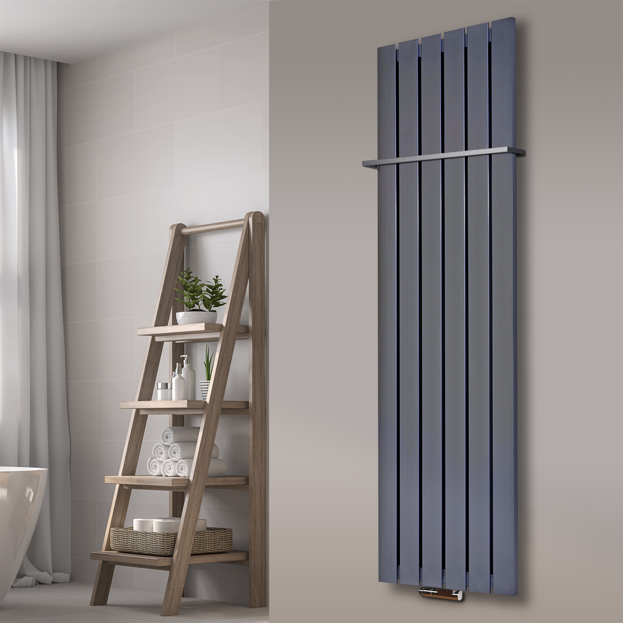 BADHEIZKÖRPER Design Peking 3 180x47cm Edelstahloptik (+1 Halter 15mm) SZAGATO Designheizkörper Handtuchheizkörper mit Mittelanschluss Handtuchwärmer