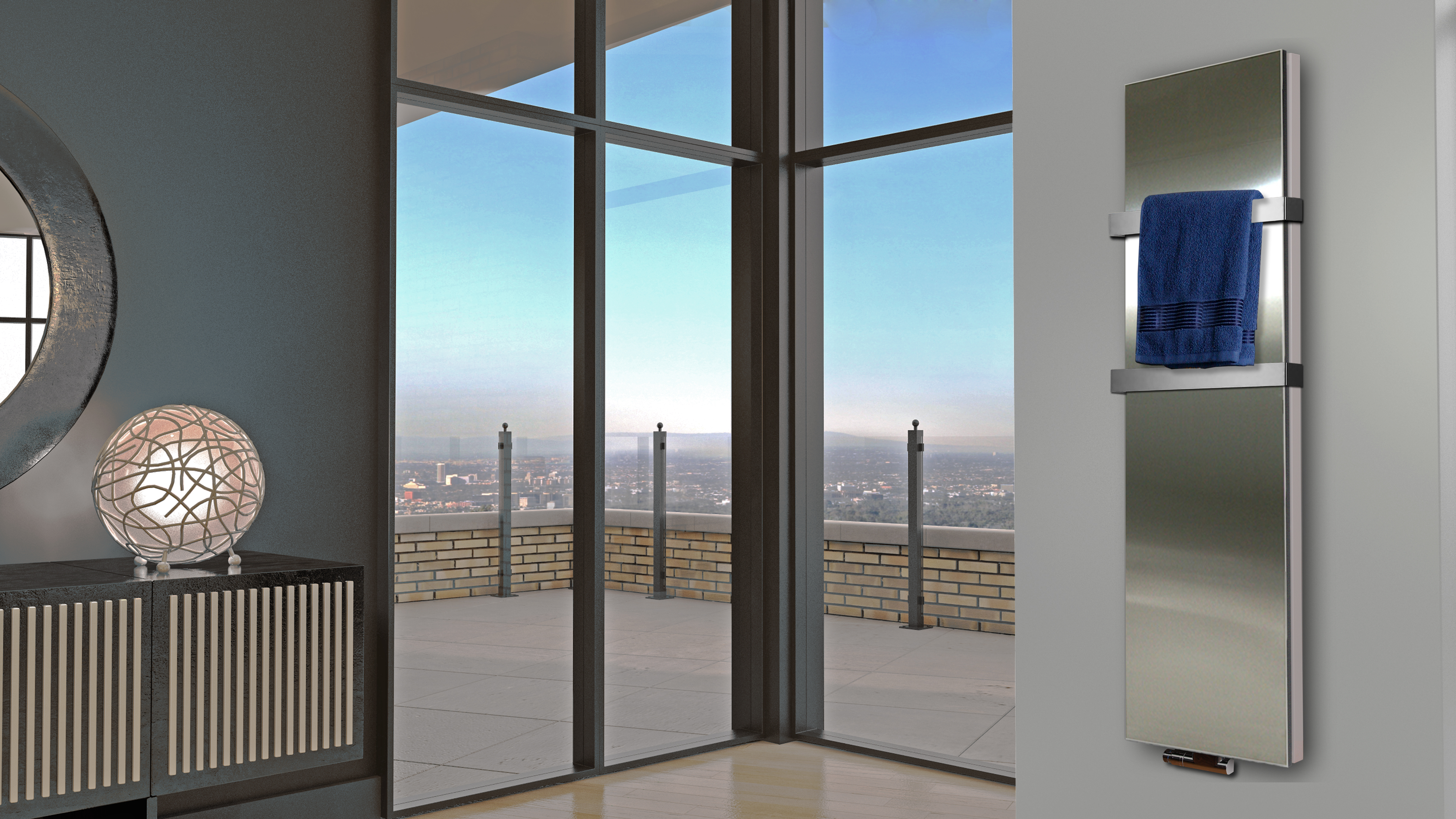 BADHEIZKÖRPER Design Mirror 6 180x47cm 1964 Watt Edelstahl matt (+2 Halter 50mm) SZAGATO Designheizkörper Handtuchheizkörper mit Mittelanschluss