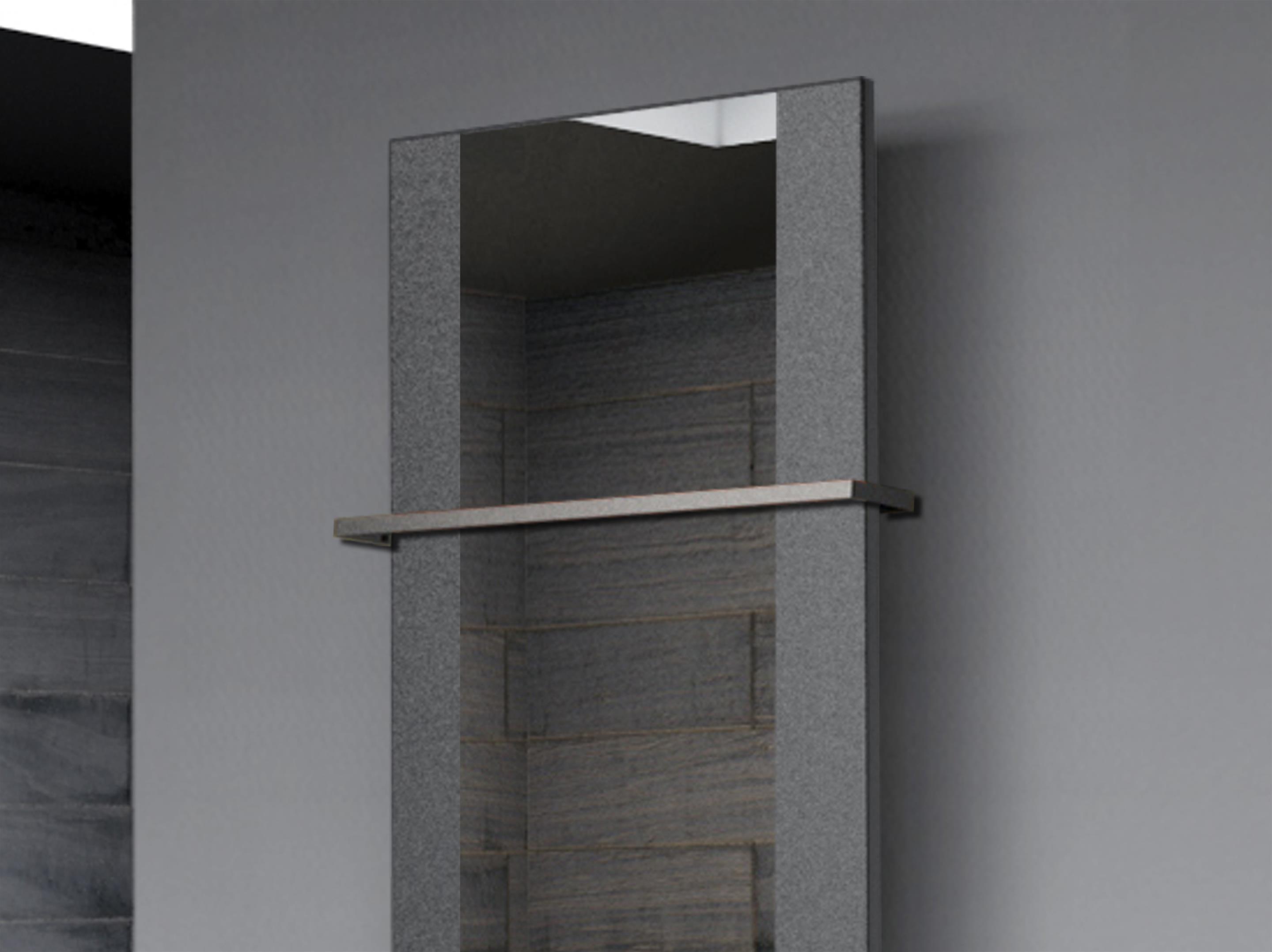 BADHEIZKÖRPER mit Spiegel Design Singapur 2 120x47cm 799 Watt anthrazit - moon (+1 Halter 15mm) SZAGATO Designheizkörper mit Mittelanschluss