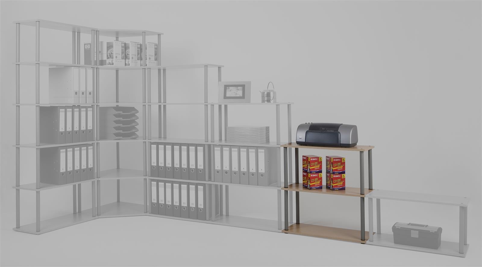 Wohnzimmerregal Bücherregal SZAGATO 74x69x30cm Buche Stahlrohr silber 3 Böden Made in Germany Ordnerregal Wohnregal Büroregal Holzregal #1