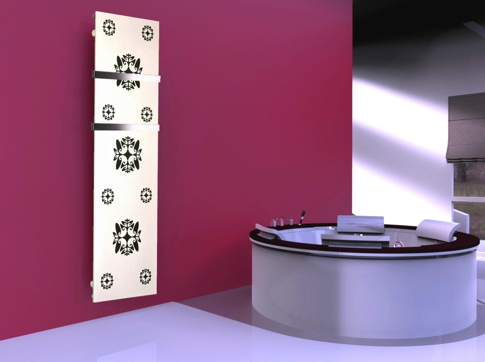 BADHEIZKÖRPER Design Ornaments 3 180x47cm 1118 Watt weiß (+2 Halter 50mm) SZAGATO Designheizkörper Handtuchheizkörper  Mittelanschluss Handtuchwärmer