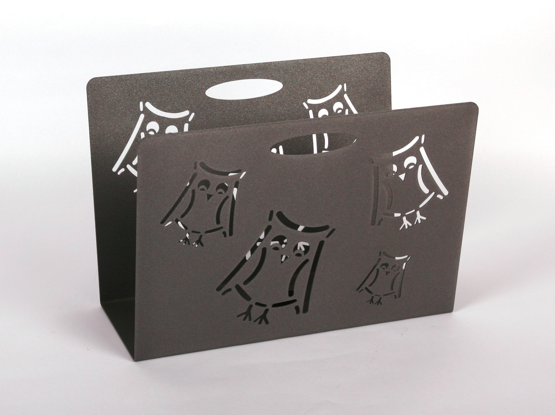 Zeitungsständer Eule 23x32x12cm grau SZAGATO Made in Germany  Zeitschriftenständer Metall Zeitschriftenhalter Zeitungshalter modern