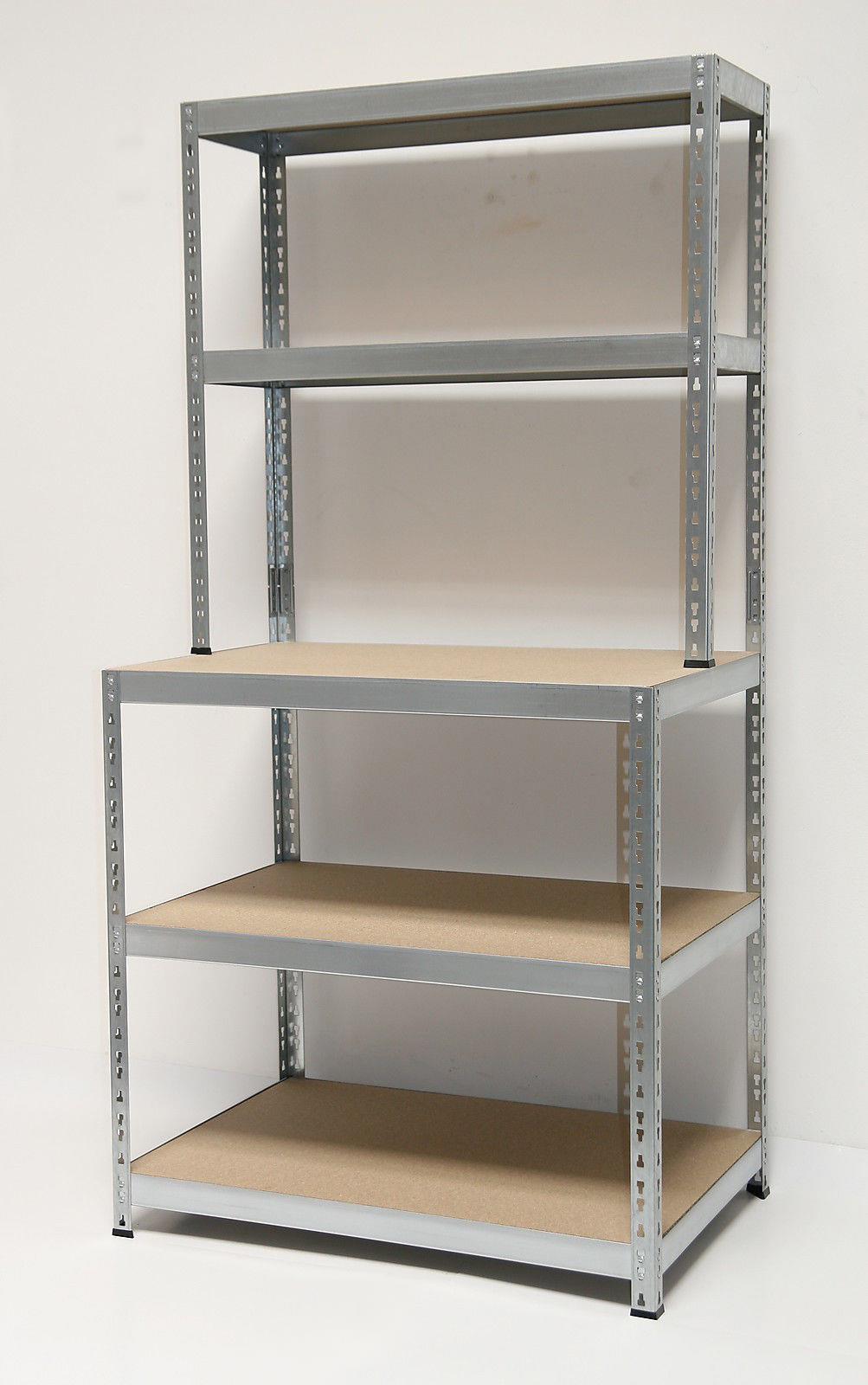 Werkbank Regal 175kg 5 Böden 180x100x60cm verzinkt SZAGATO Werkbank als Regal Werkbänk Metallregal Fachbodenregal Lagerregal Regalsystem