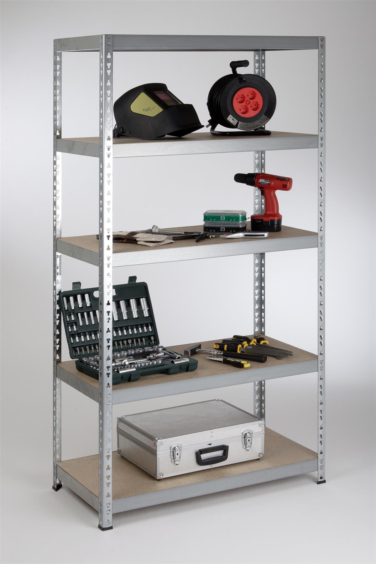 Steckregal 175 kg Profi II 180x92x46cm verzinkt SZAGATO Metallregal Fachbodenregal Lagerregal Metall Fachboden Regal Schwerlastregal Regalsystem