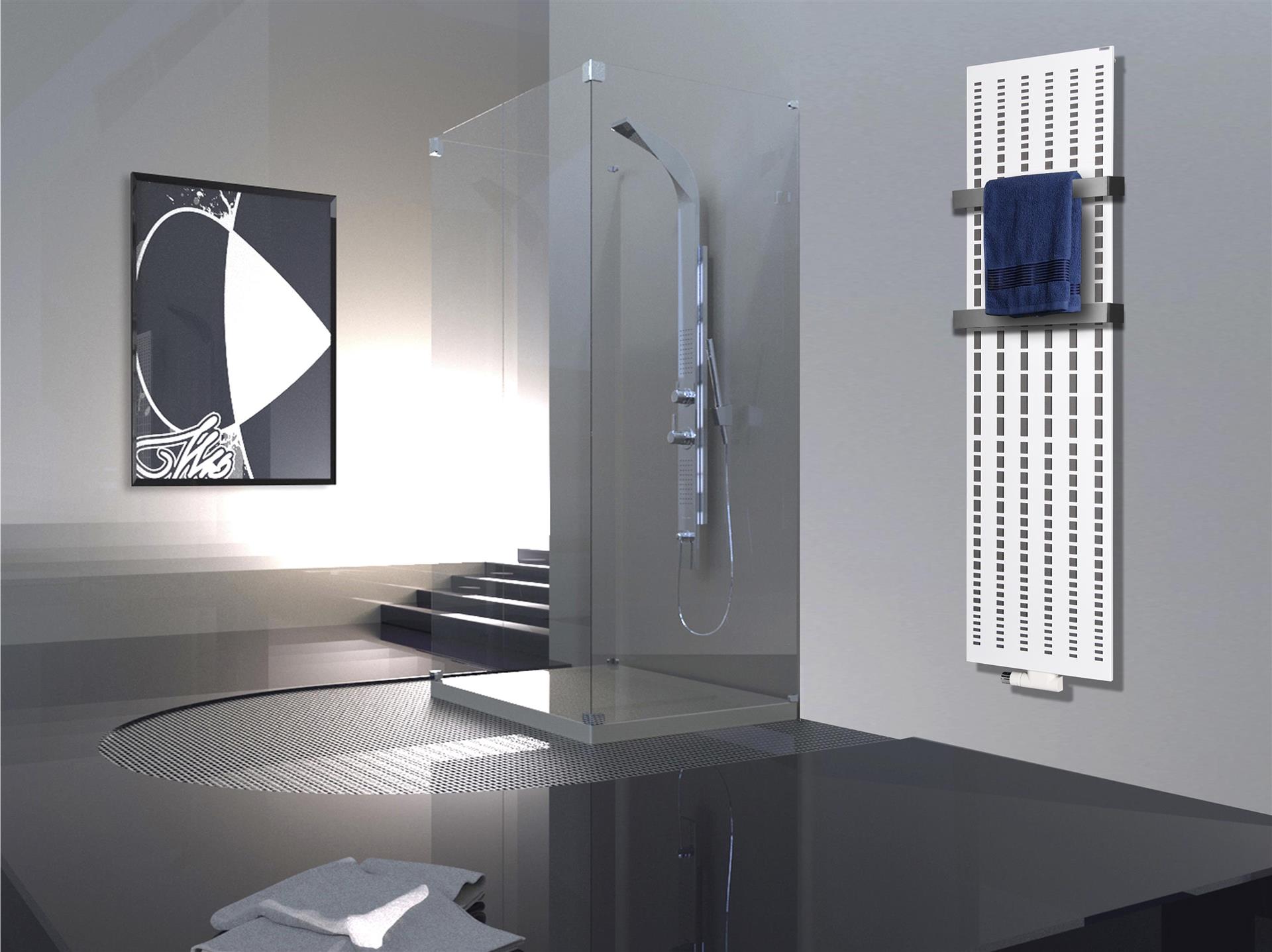 BADHEIZKÖRPER Design broken Mirror 3 180x47cm 1118Watt weiß +2 Halter 50mm SZAGATO Designheizkörper Handtuchheizkörper Mittelanschluss Handtuchwärmer