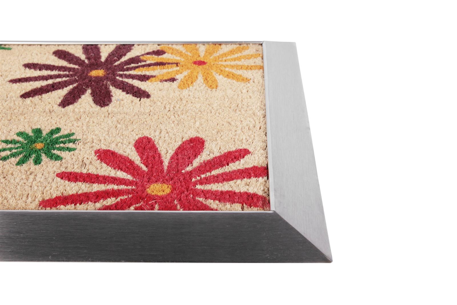 Fußmatte mit Edelstahl-Rahmen 70x50cm Design 25 Sonnenblumen SZAGATO Fussmatte außen Fussmatte outdoor Fussmatte innen Schuhabstreifer Fussabtreter