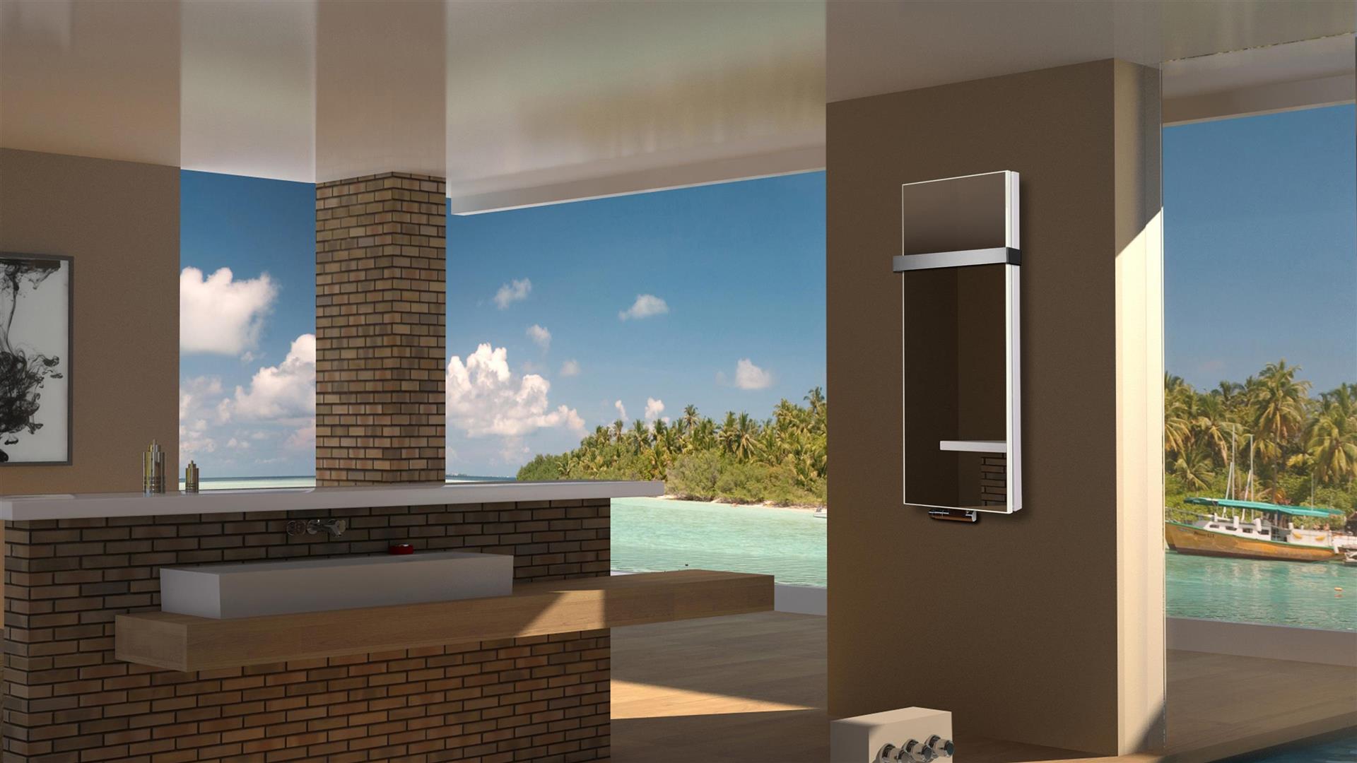 BADHEIZKÖRPER Spiegel Montevideo 5 120x47cm 1458 Watt Spiegel +1 Halter 50mm SZAGATO Designheizkörper Handtuchheizkörper mit Mittelanschluss