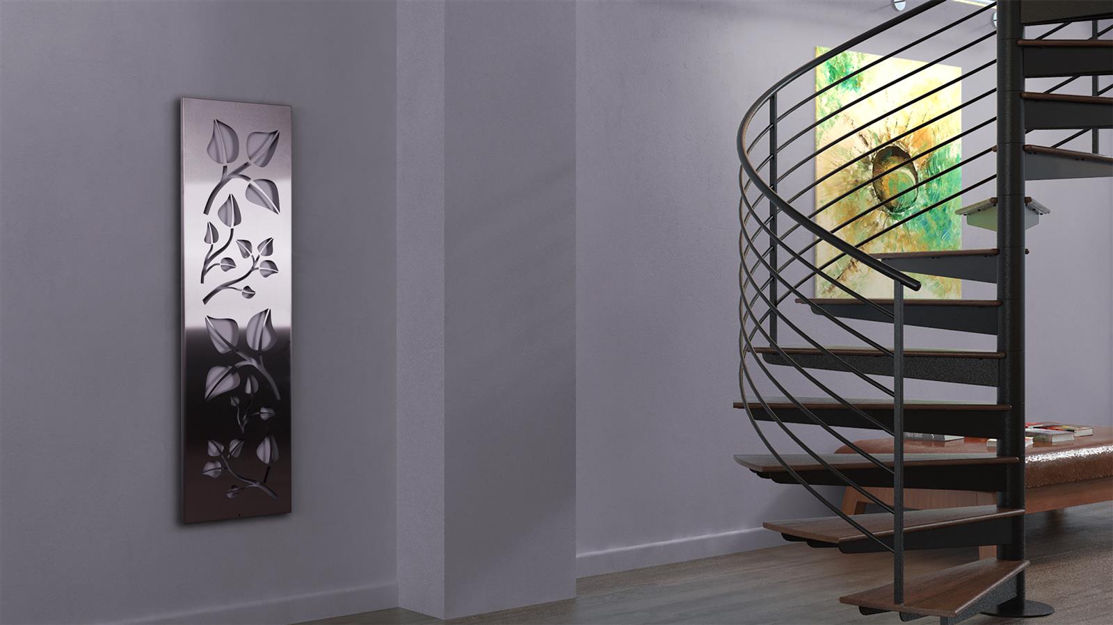 Garderobe Wandgarderobe Design Leaves 140x40cm Edelstahl matt SZAGATO Garderobe Metall Wand Garderobenpaneel Garderobenleiste Flurgarderobe Flur